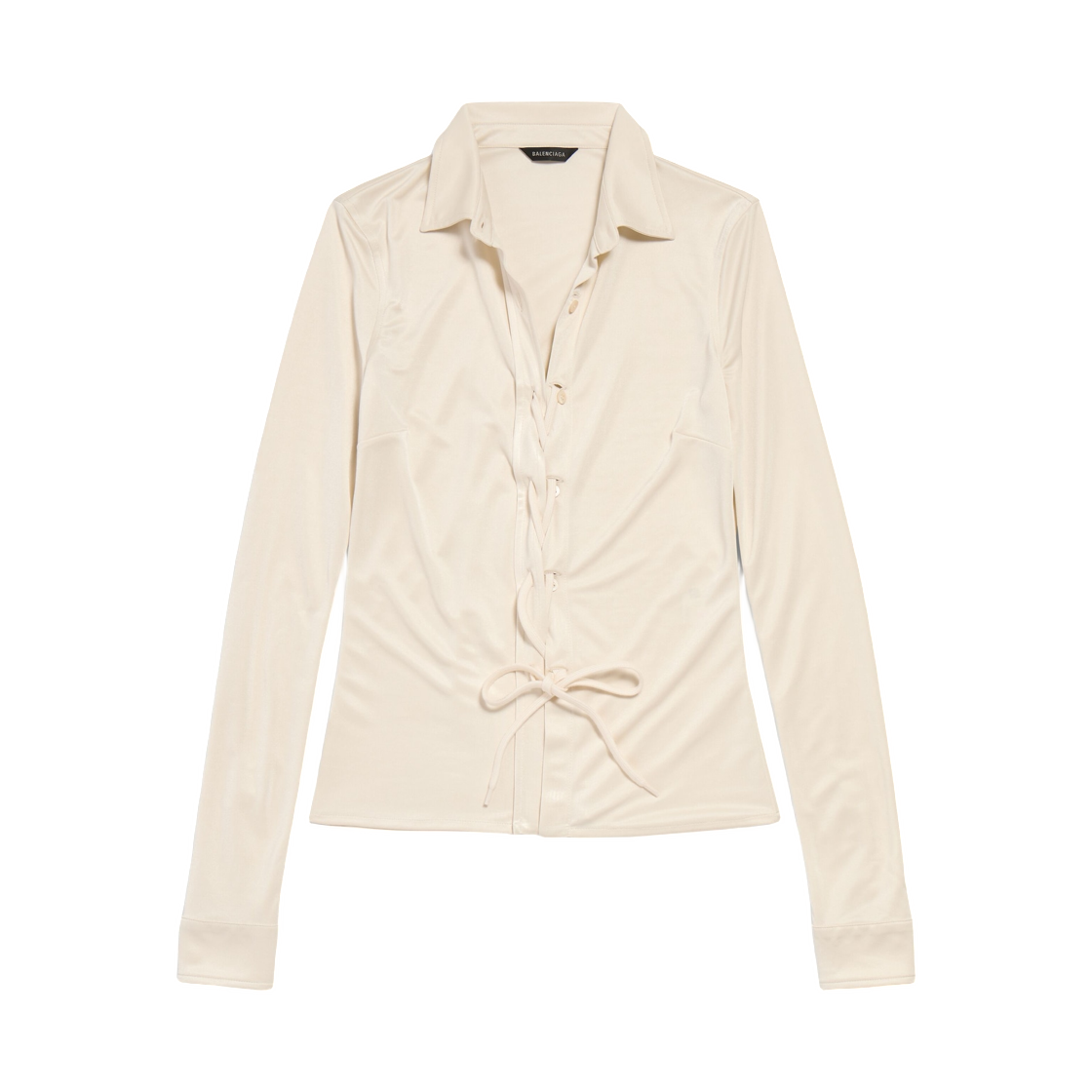 850784TMV271975 (W) Balenciaga Lace-Up Shirt Champagne Beige