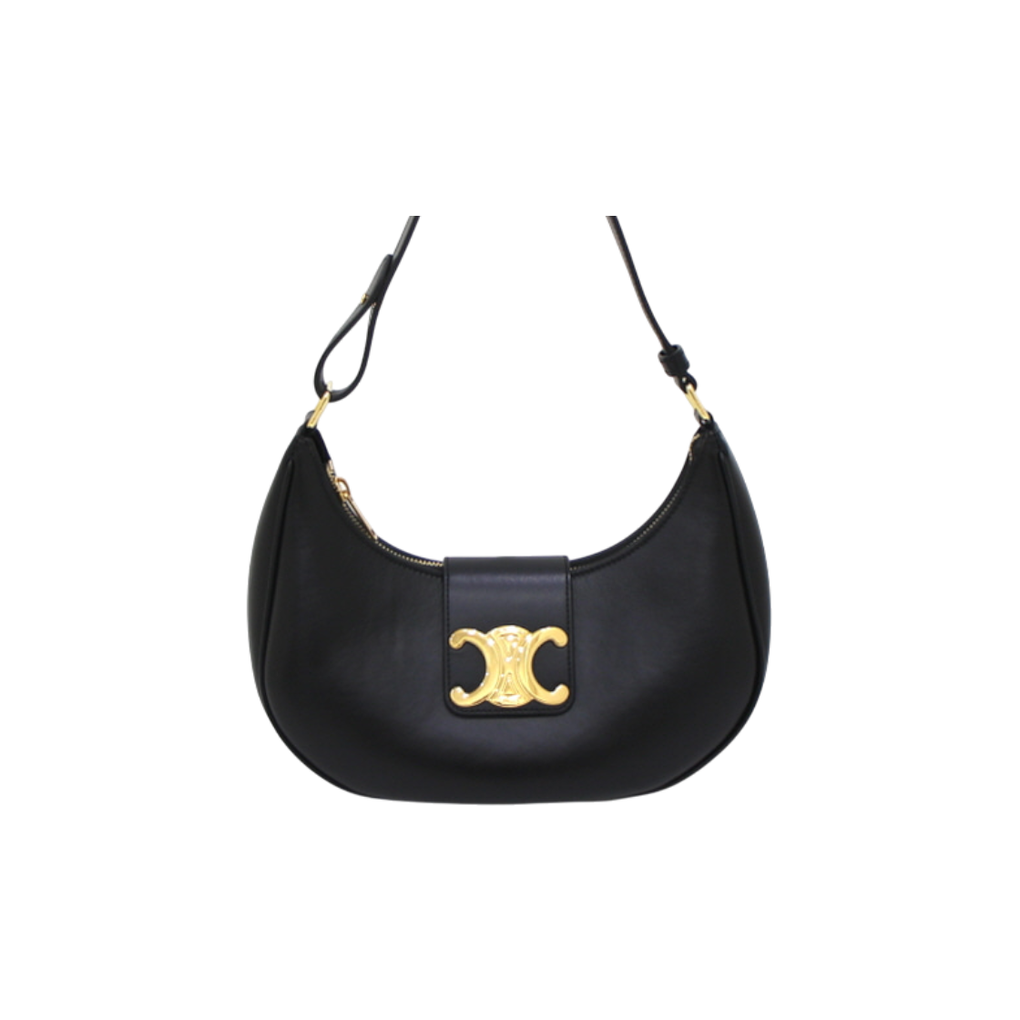 ITJICDOL34Q4 Celine Medium Ava Triomphe Shoulder Bag in Black Calfskin