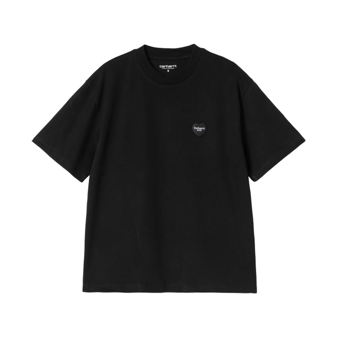 (W) 칼하트 WIP 하트 패치 티셔츠 블랙((W) Carhartt WIP Heart Patch T-Shirt Black) - 1