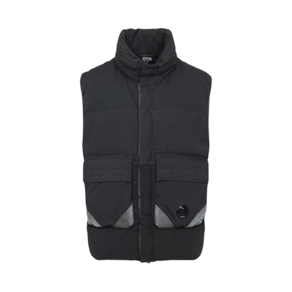 C.P. 컴퍼니 에코 크롬 R 믹스드 후드 다운 질레 다크 쉐도우 그레이 - 25FW(C.P. Company Eco-Chrome R Mixed Hooded Down Gilet Dark Shadow Grey - 25FW) - 1