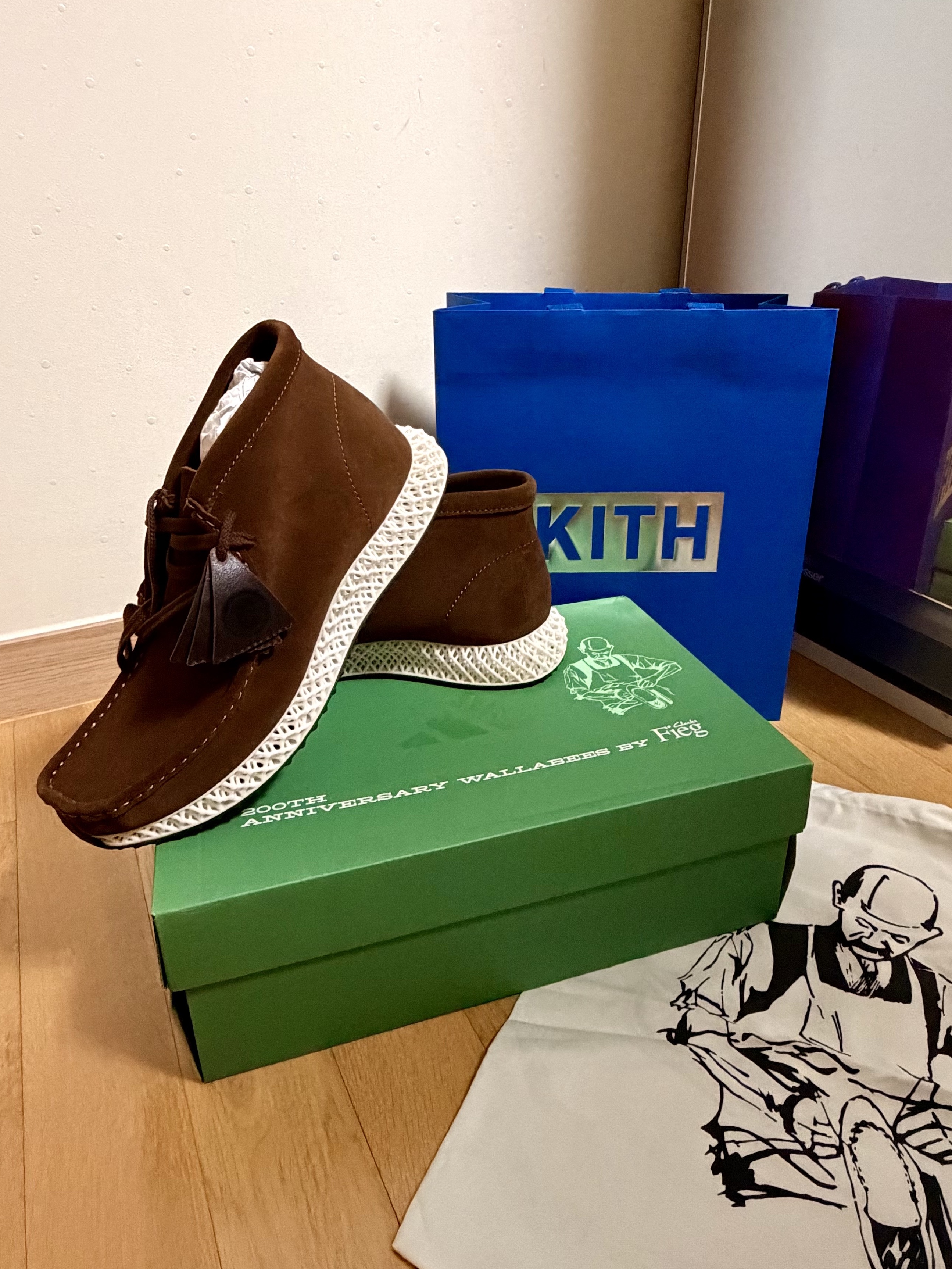 Adidas x Clarks x Ronnie Fieg 8th Street Wallabee 4D Mid Chesnut 착용 스타일