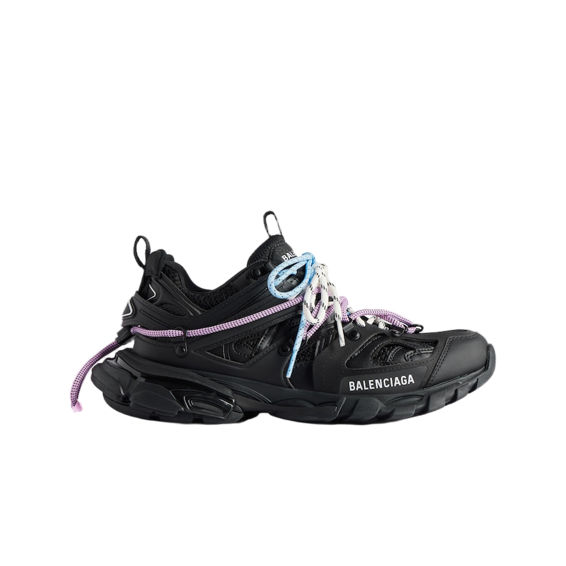800590WTRHK1594 (W) Balenciaga Track Trail Laces Sneaker Black Pink Blue Beige