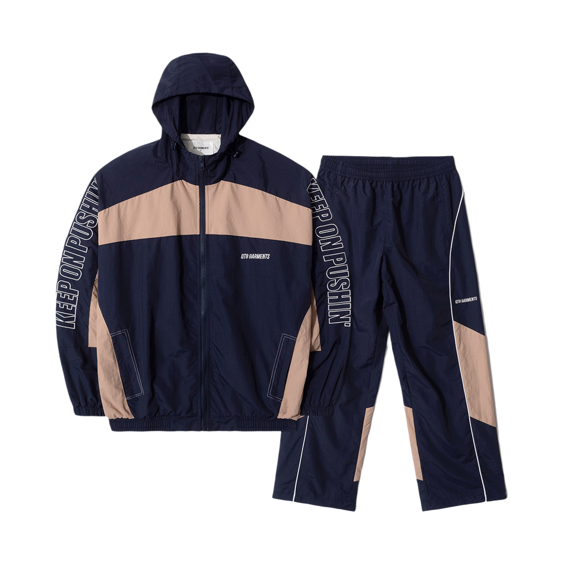Q5AMJK002NBE QT8 GARMENTS Retro Track Setup Navy/Beige