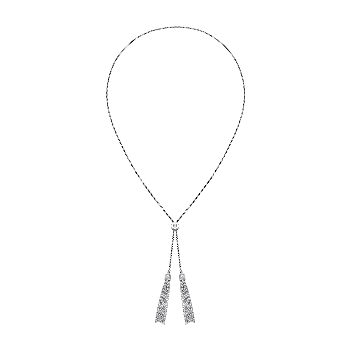 25B10N011-1 TEE RING JAY Tassel Scarf Necklace Silver