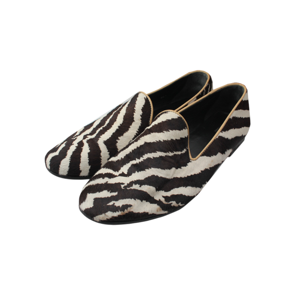 ITQREP9LO3NV Gucci Zebra Print Suede Loafers Size 36.5