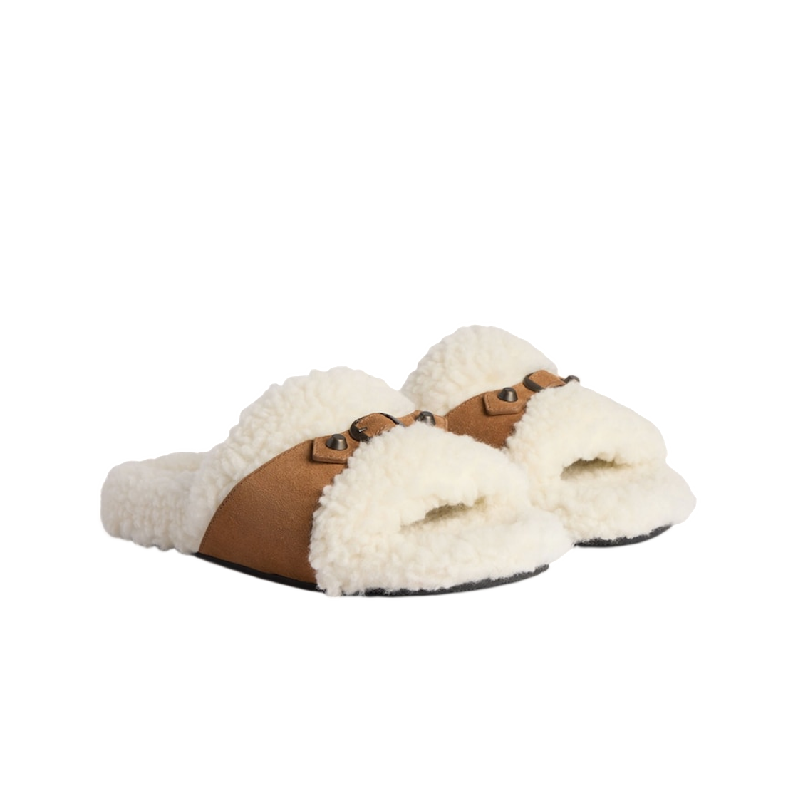 (W) 발렌시아가 퍼리 슬라이드 샌들 오프 화이트 브라운((W) Balenciaga Furry Slide Sandal Off White Brown) - 2