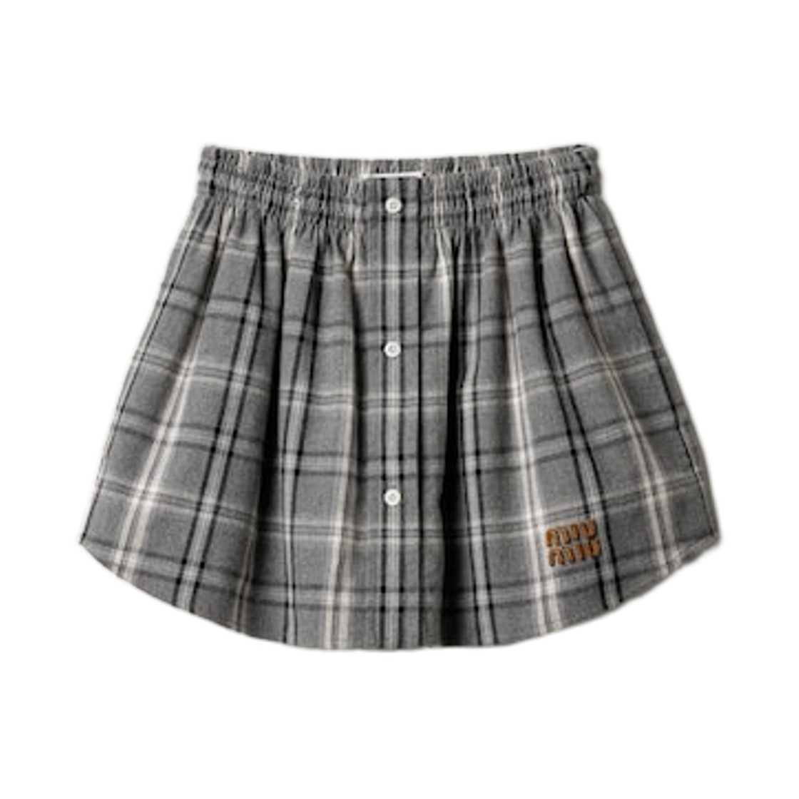 MG2603-1807-F0480 (W) Miu Miu Checked Flannel Miniskirt Slate Gray