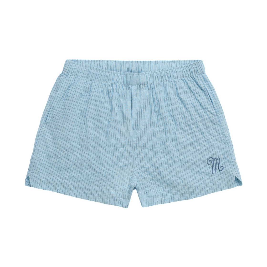 (W) 매드해피 팝린 복서 쇼츠 인디고 스트라이프((W) Madhappy Poplin Boxer Short Indigo Stripe)