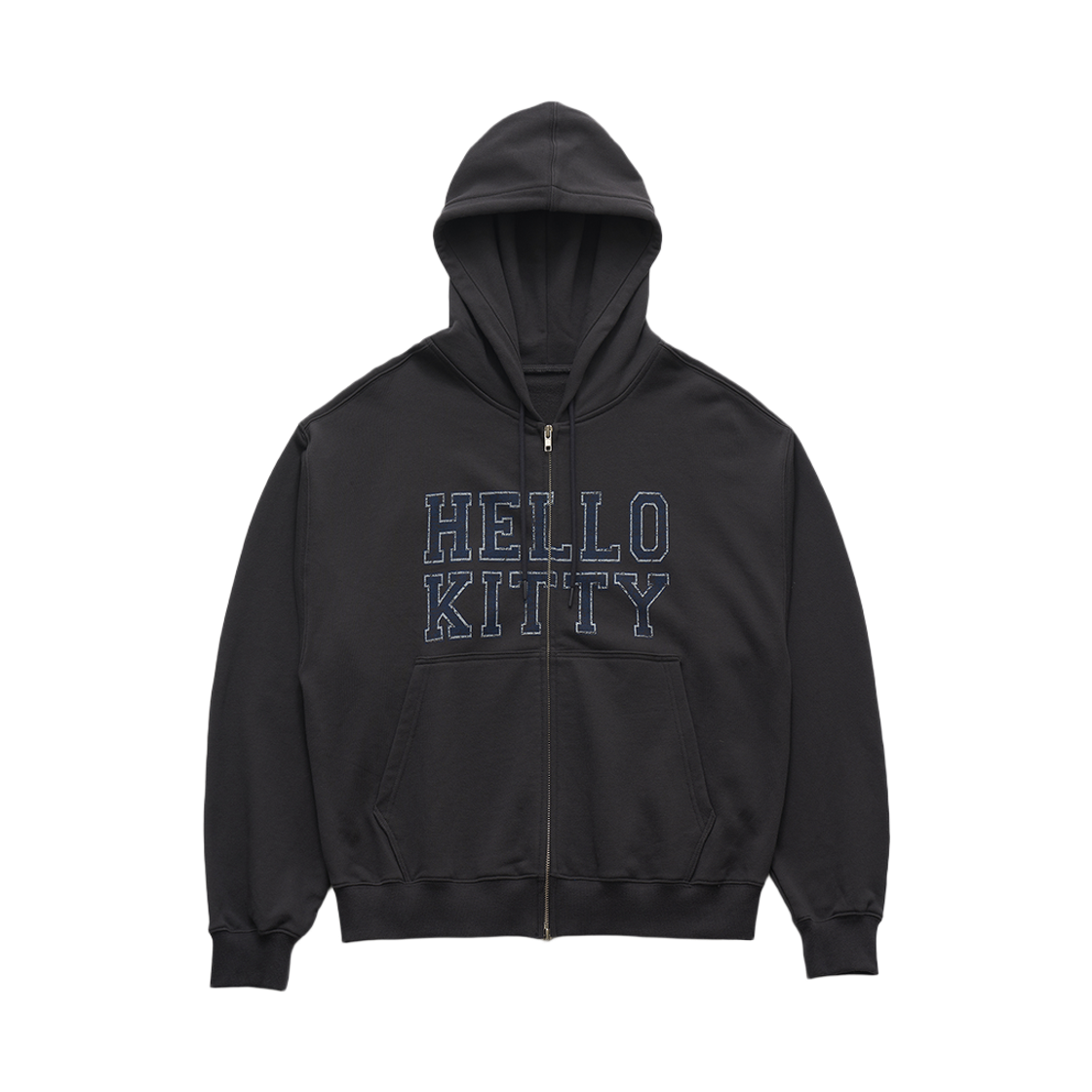 파르벵 x 헬로 키티 로고 집업 후디 차콜(Farven x Hello Kitty Logo Zip-up Hoodie_Charcoal)