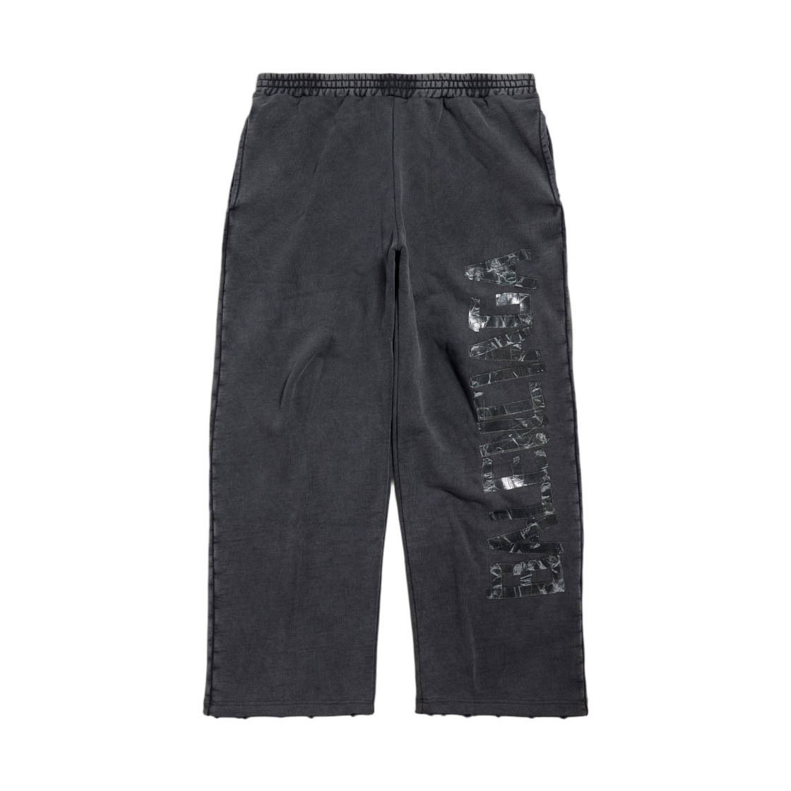 846917TTVE79374 Balenciaga Transparent Tape Baggy Pants Faded Black White