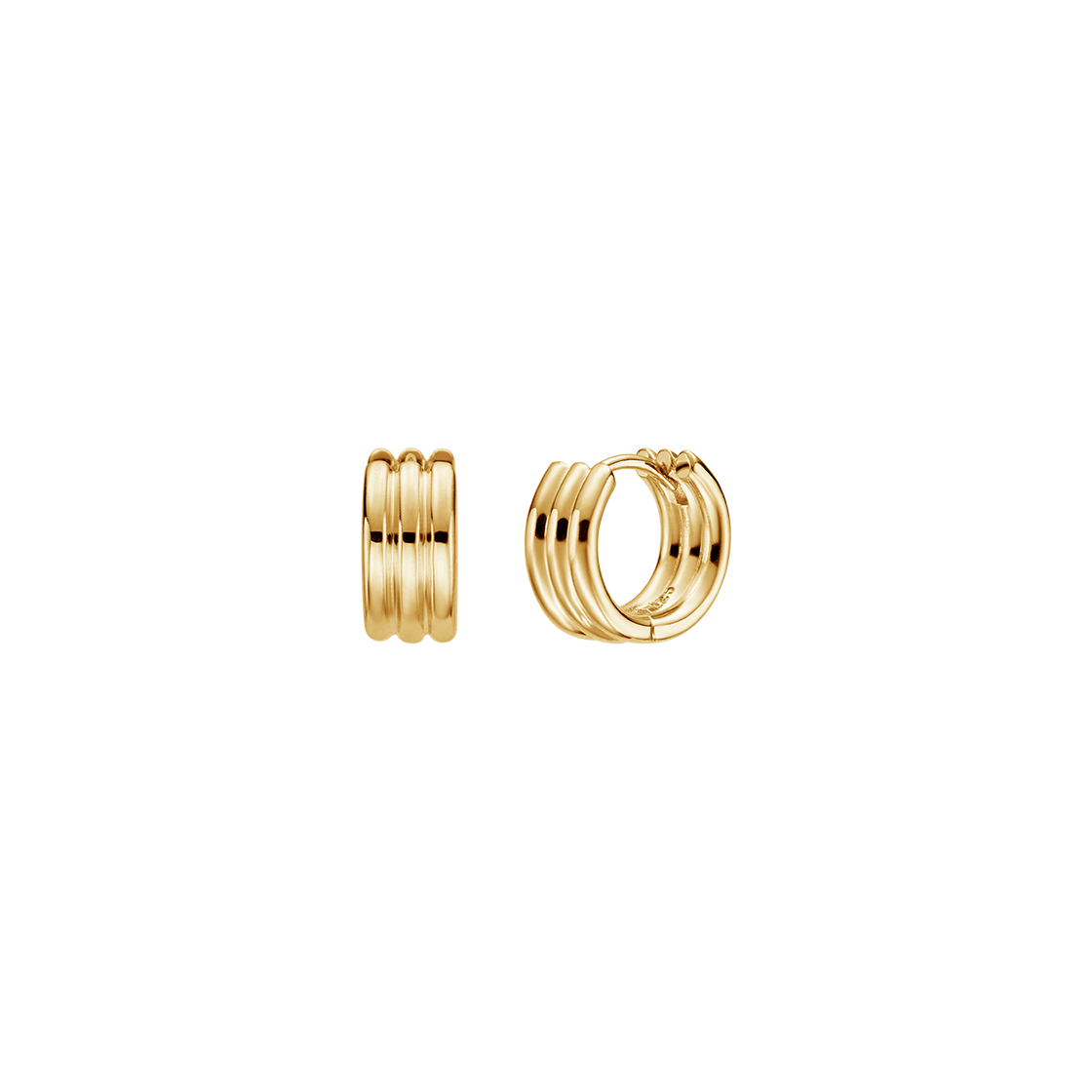 25B10E008-2 TEE RING JAY Triple Spiral Earrings Gold