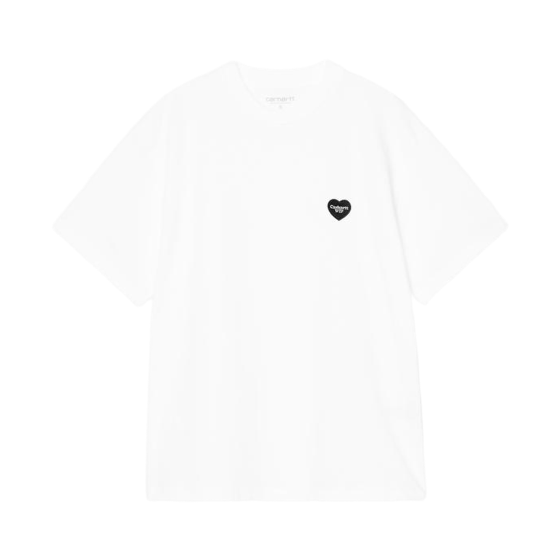 (W) 칼하트 WIP 하트 패치 티셔츠 화이트 블랙((W) Carhartt WIP Heart Patch T-Shirt White Black) - 1