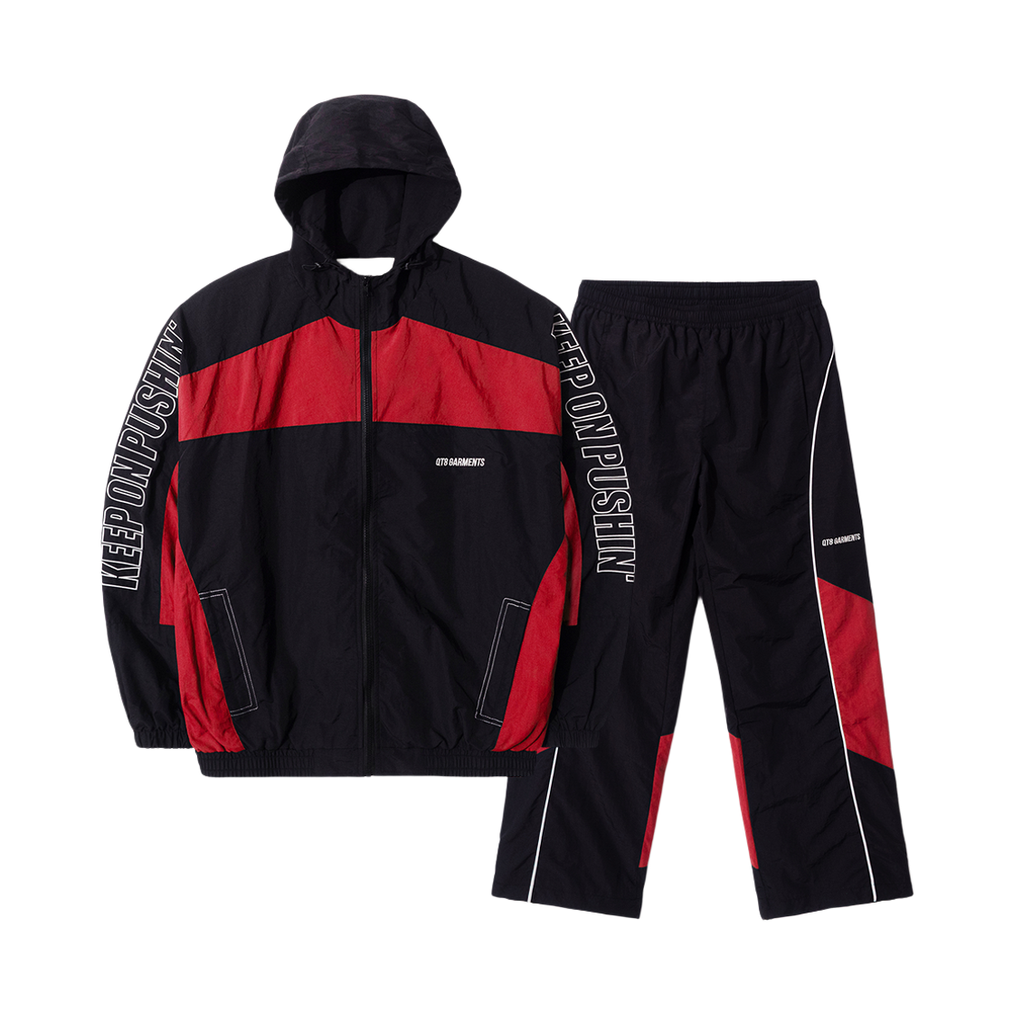 Q5AMJK002BRD QT8 GARMENTS Retro Track Setup Black/Red