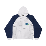 Balenciaga Banana Raglan Oversized Zip-Up Hoodie Dirty White Blue