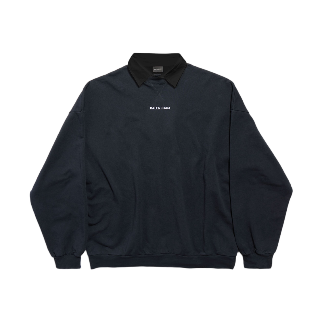 850363TTVJ21569 Balenciaga Balenciaga Back Shirt Collar Crewneck Faded Black