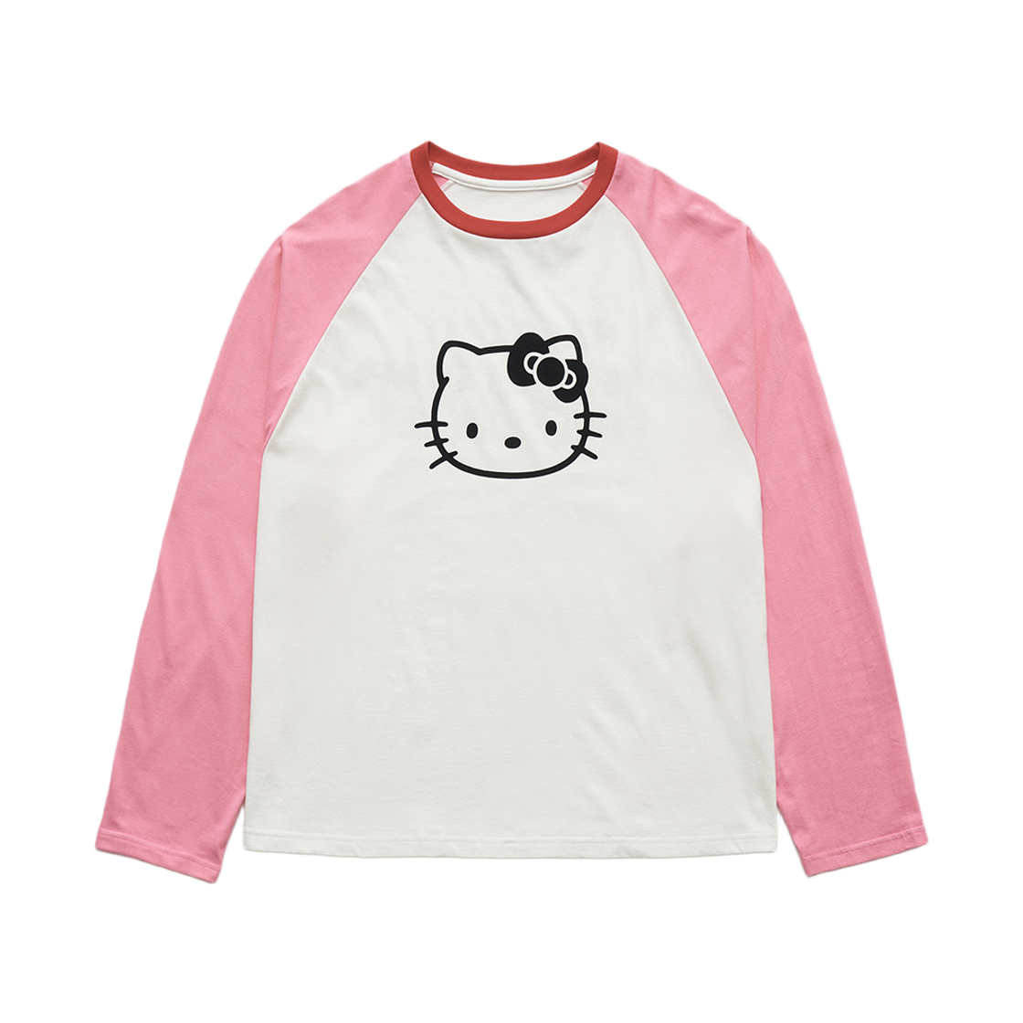 파르벵 x 헬로 키티 래글런 롱 슬리브 티셔츠 핑크(Farven x Hello Kitty Raglan Long Sleeve T-Shirt_Pink)