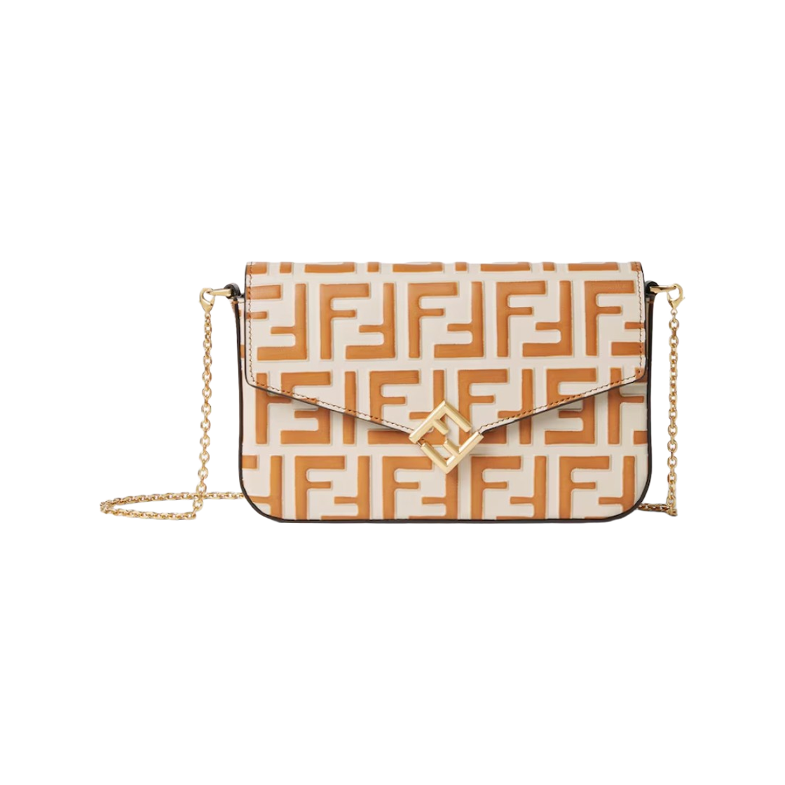 8M0509ADYMF1U3H Fendi FF Diamonds Wallet on Chain Beige