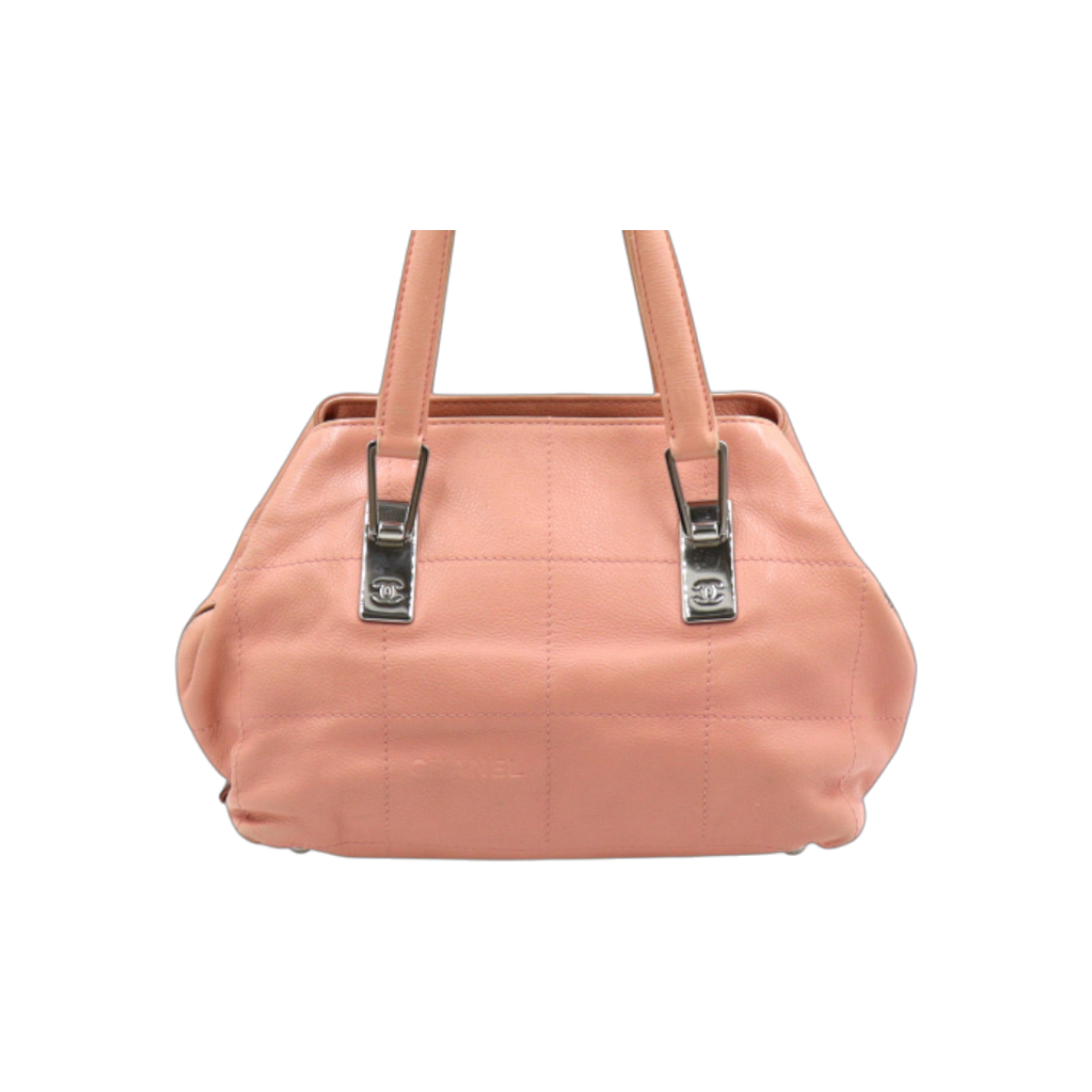 IT4JDEVFILI8 Chanel Pink Soft Caviar Silver CC Square Stitch Tote & Shoulder Bag