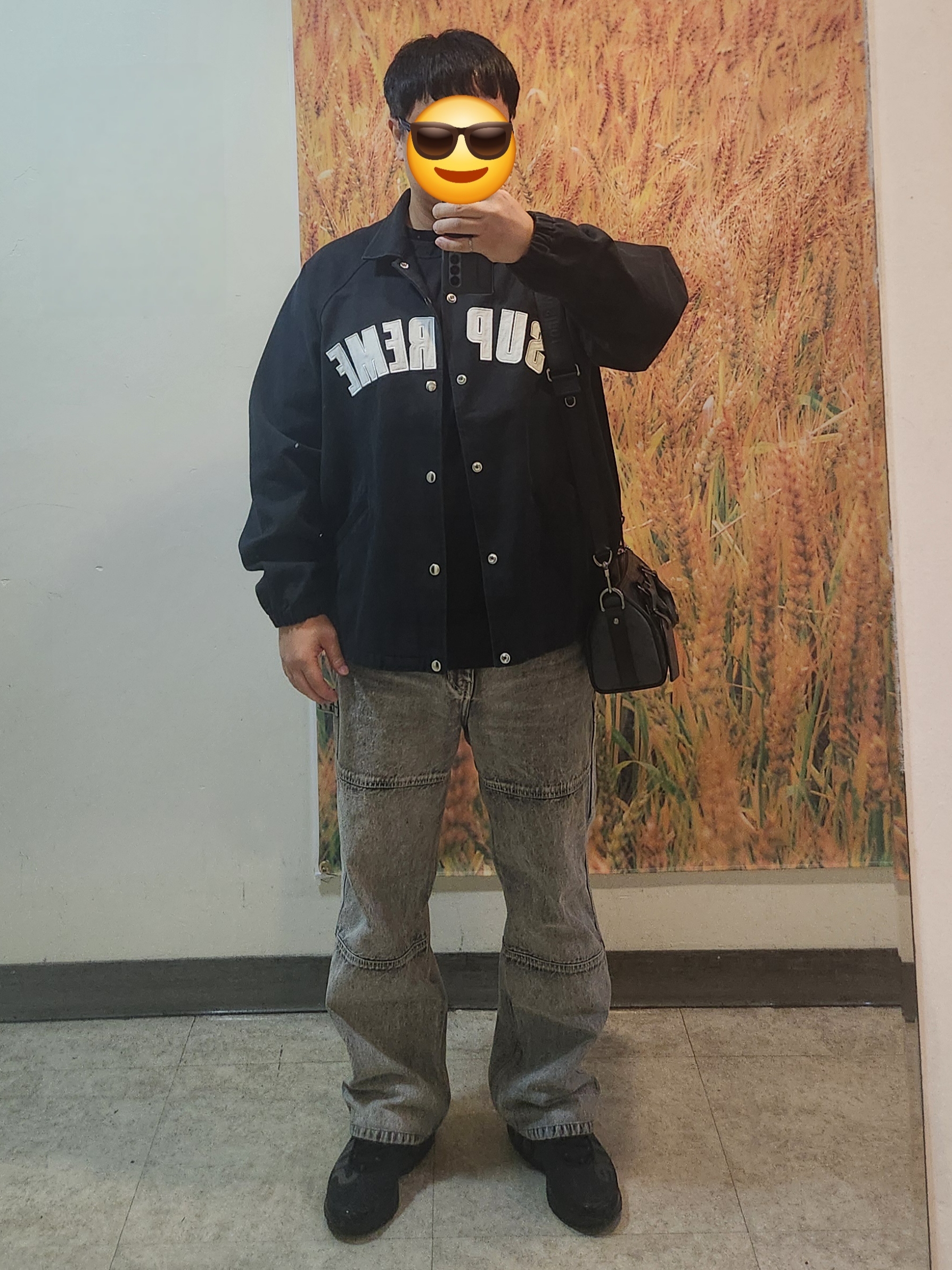 Supreme Arc Denim Coaches Jacket Black - 25SS 착용 스타일