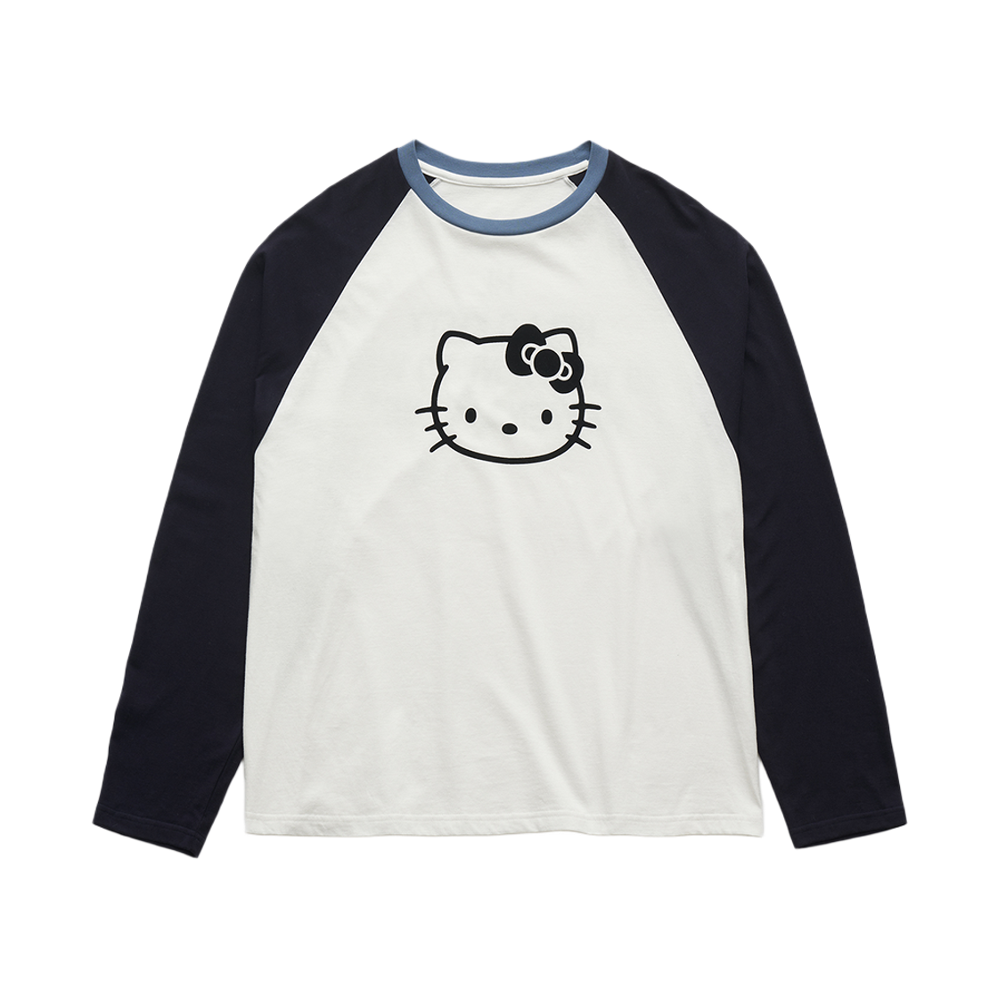 파르벵 x 헬로 키티 래글런 롱 슬리브 티셔츠 네이비(Farven x Hello Kitty Raglan Long Sleeve T-Shirt_Navy)