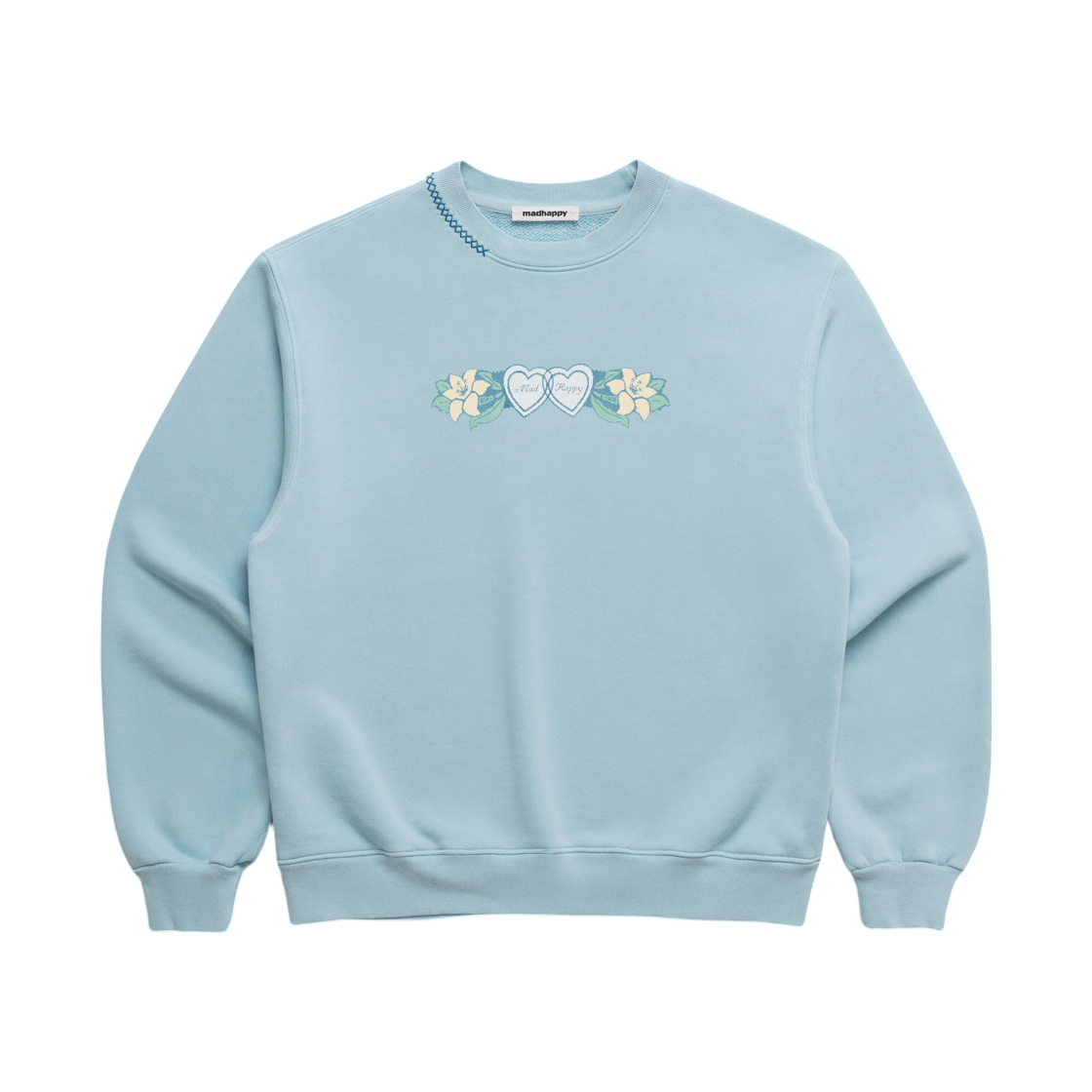 UK63002248 Madhappy Hearts & Lilies Fleece Crewneck Sky Blue