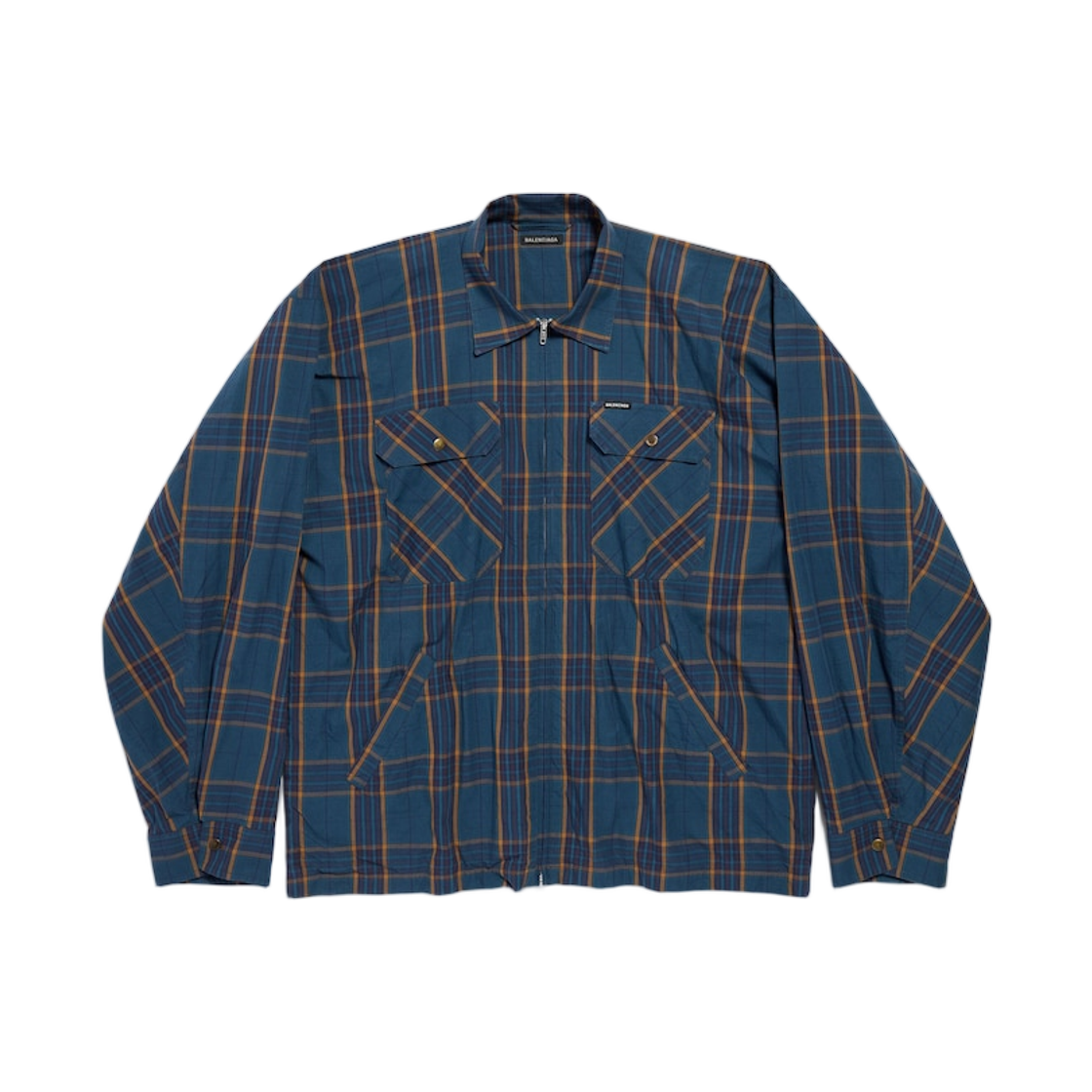 발렌시아가 집업 셔츠 블루 오렌지(Balenciaga Zip-Up Shirt Blue Orange) - 1