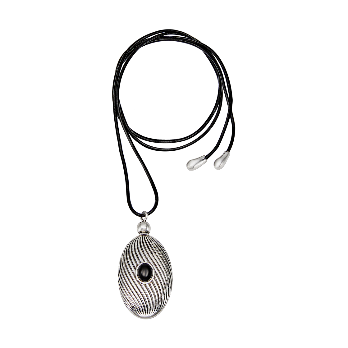 25B10N012 TEE RING JAY Onyx Perfume Bottle Necklace