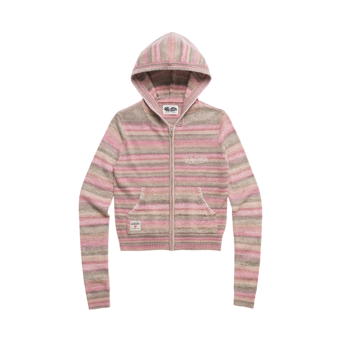 (W) 매드해피 × 오피스 키코 스페이스 다이 집업 핑크 스트라이프((W) Madhappy x Office Kiko Space Dye Zip Up Pink Stripe)