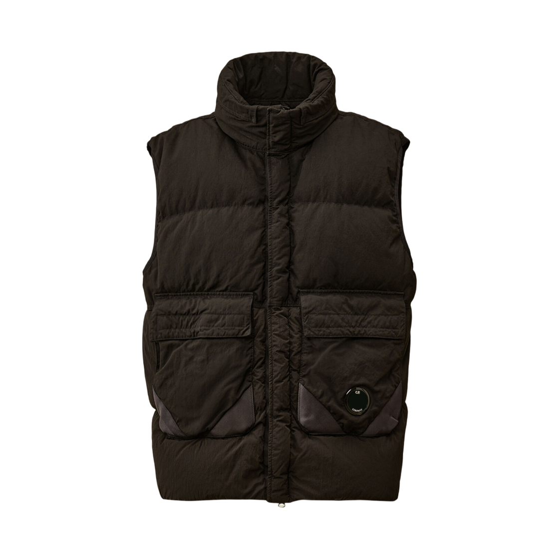 C.P. 컴퍼니 에코 크롬 R 믹스드 후드 다운 질레 블랙 - 25FW(C.P. Company Eco-Chrome R Mixed Hooded Down Gilet Black - 25FW)