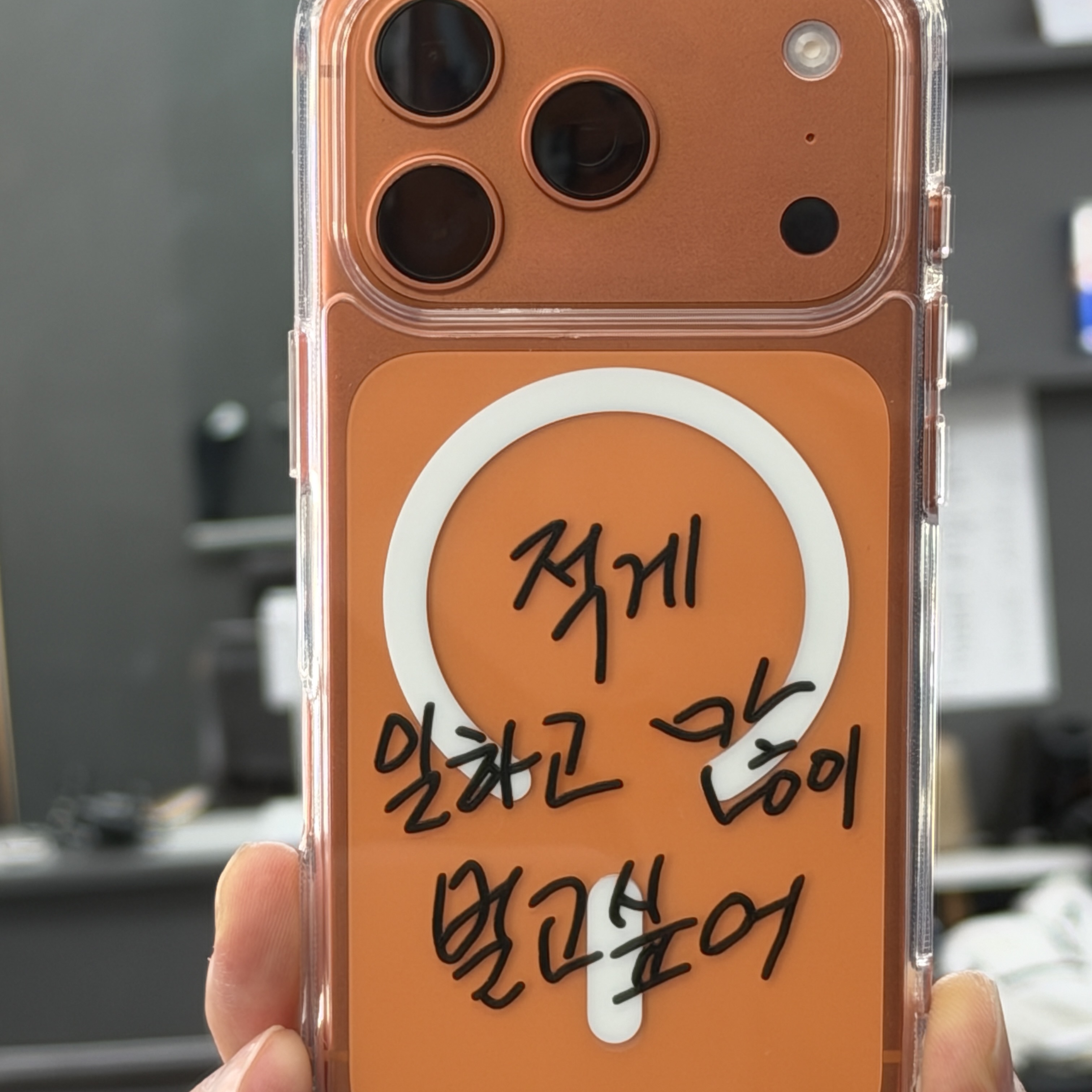Sinjimoru x Halmyungsoo Myungsoo Handwriting MagSafe M-Airclo Basic Jeogilmanbeol iPhone Case Park Myungsoo Goods 착용 스타일