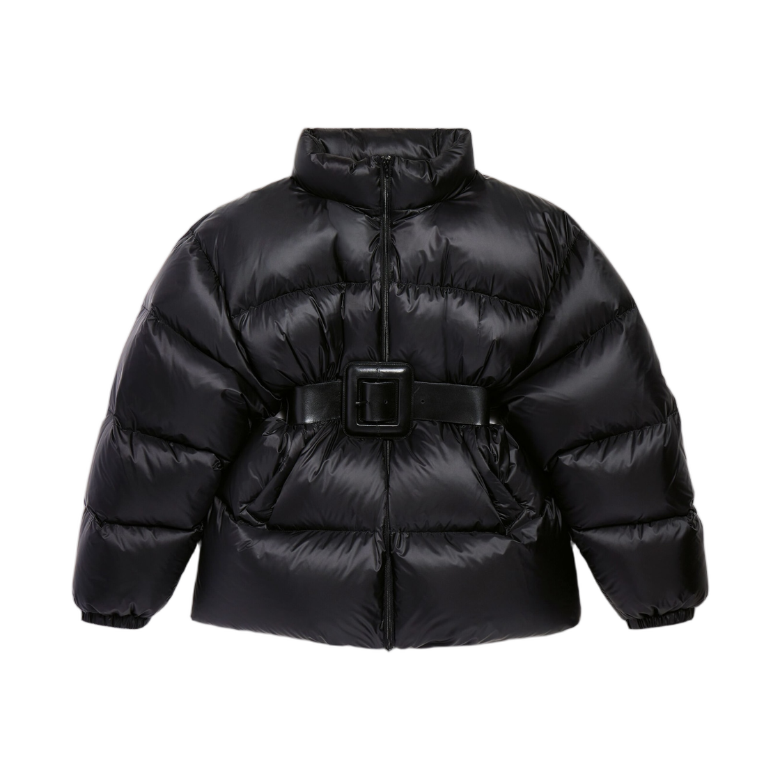 850864TTO411000 (W) Balenciaga Belted Hourglass Short Puffer Black