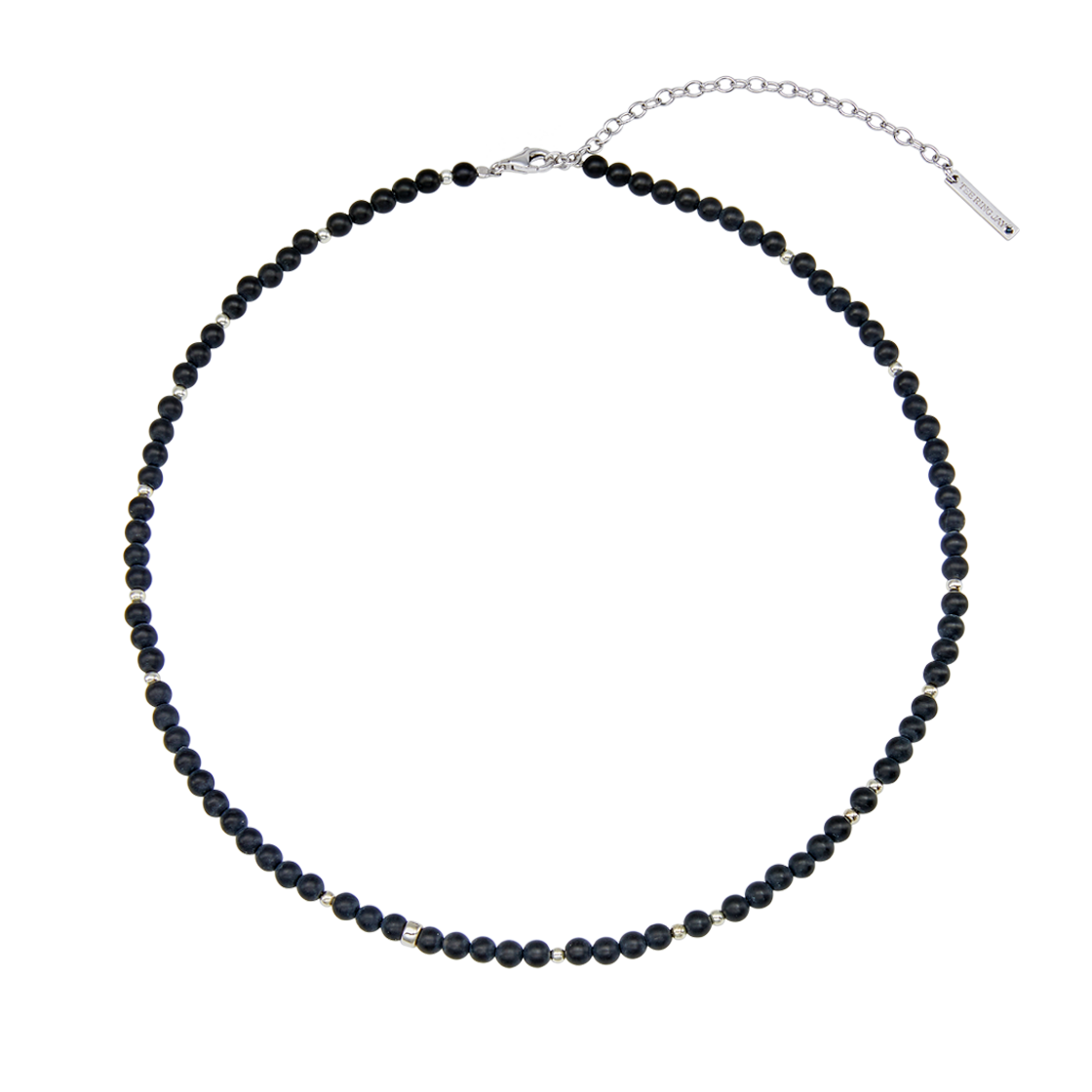 25B10N003 TEE RING JAY Onyx Silver Ball Combination Necklace