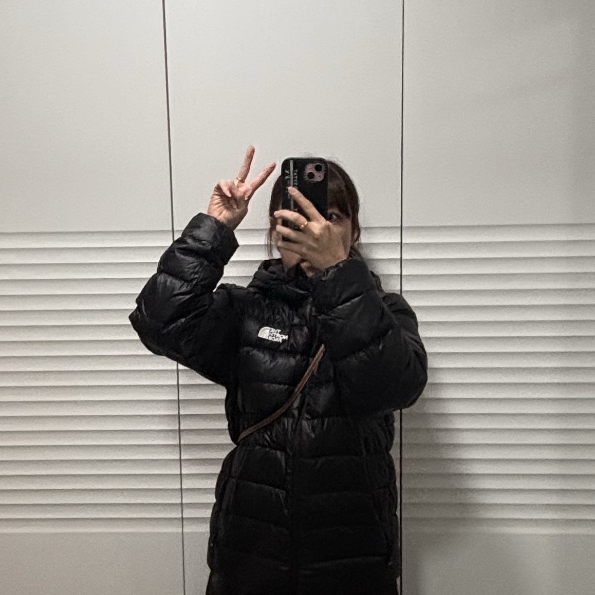 The North Face Matier EX RDS Down Hoodie Black 착용 스타일 - 2