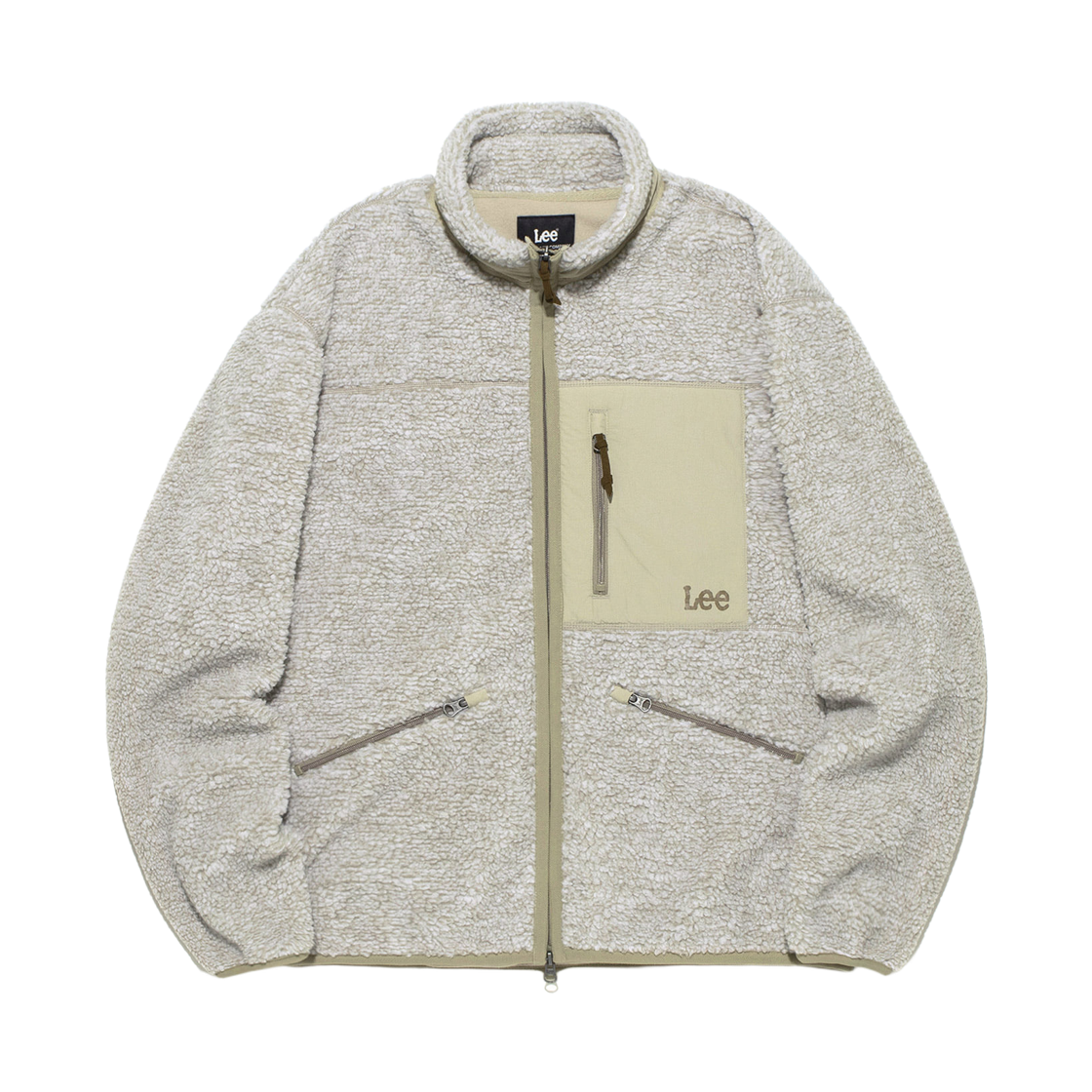 리 하이넥 집 업 자켓 베이지(Lee High-Neck Zip Up Jacket Beige) - 1