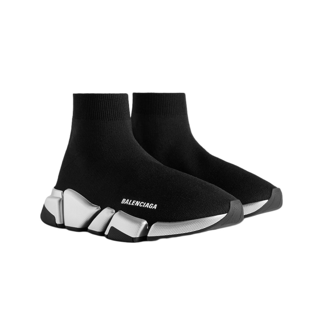 (W) 발렌시아가 스피드 2 리사이클 니트 스니커즈 블랙 실버((W) Balenciaga Speed 2.0 Recycled Knit Sneaker Black Silver) - 2