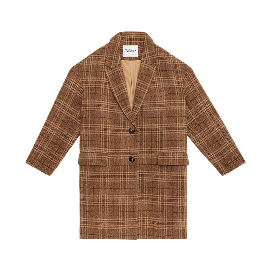 MA0087FA-C3D02E-50CA (W) Isabel Marant Limiza Wool Check Coat Caramel - 25FW