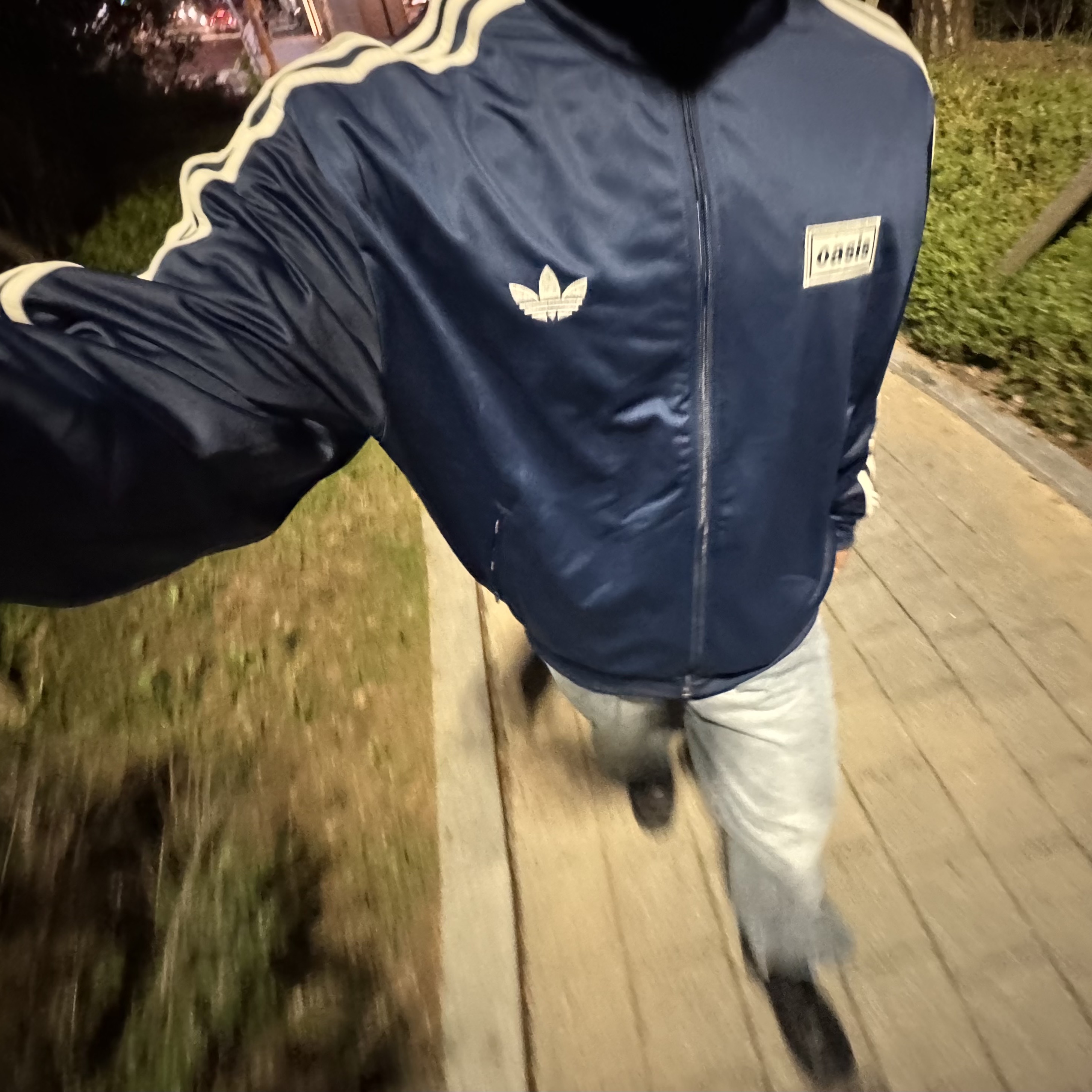 Adidas x Oasis Tour Firebird Track Top Night Indigo - KR Sizing 착용 스타일 - 1