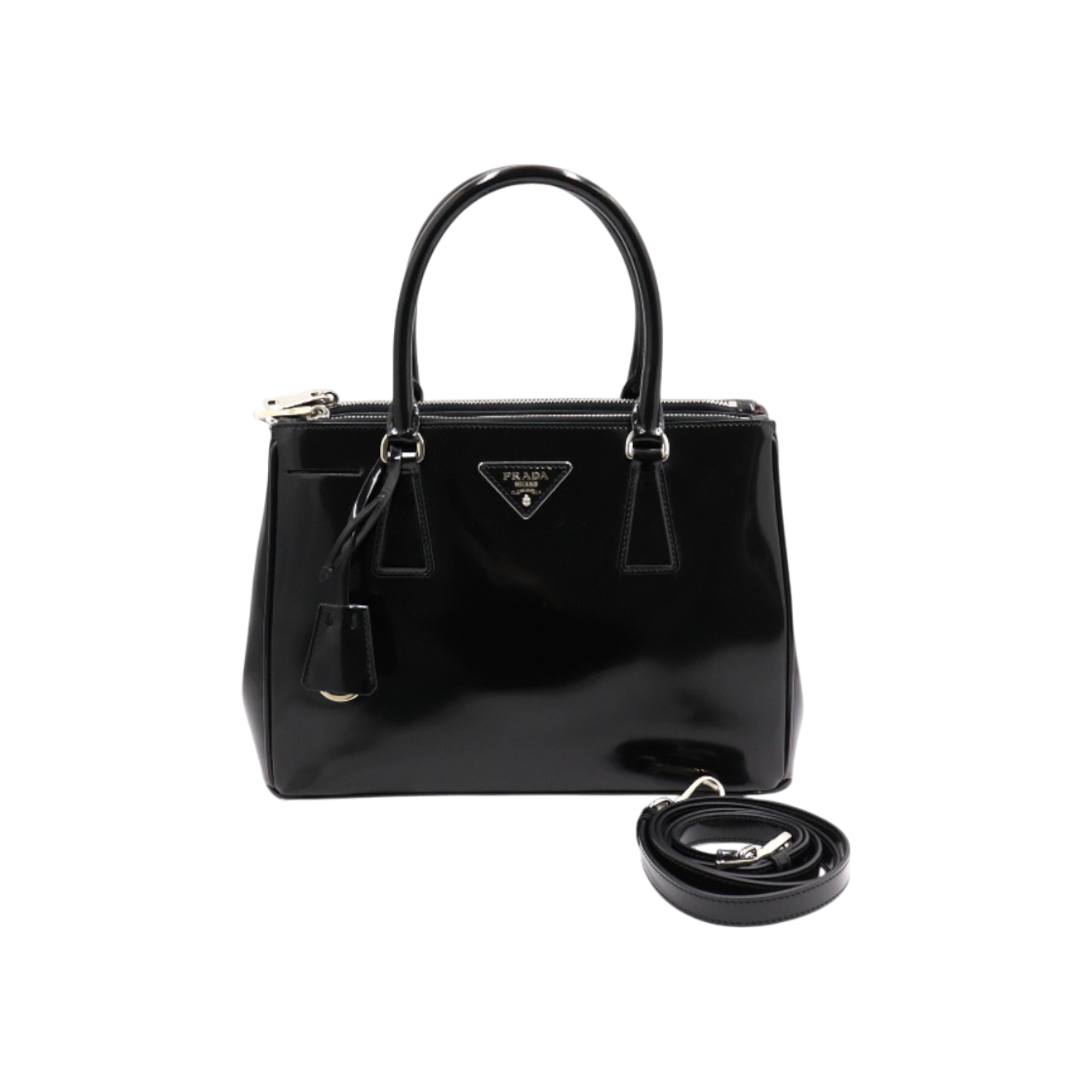 프라다 B2863N 블랙 유광 갤러리아 토트백 겸 숄더백 aa47022(Prada B2863N Black Glossy Galleria Tote & Shoulder Bag) - 1
