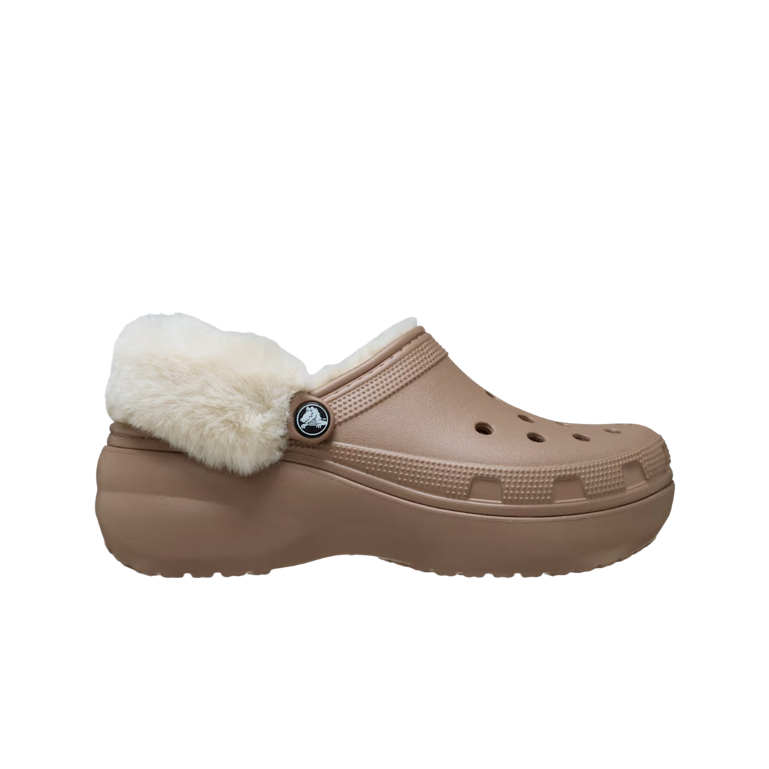 (W) 크록스 클래식 플랫폼 퍼지 라인드 클로그 라떼((W) Crocs Classic Platform Fuzz Lined Clog Latte) - 1