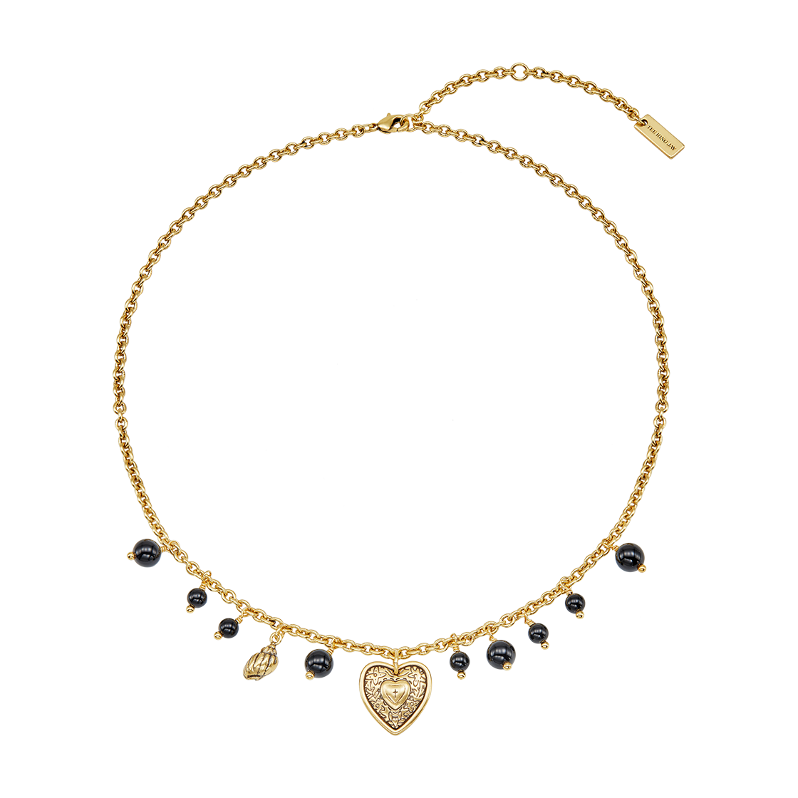 25B10N017-2 TEE RING JAY Shells & Onyx Necklace Gold