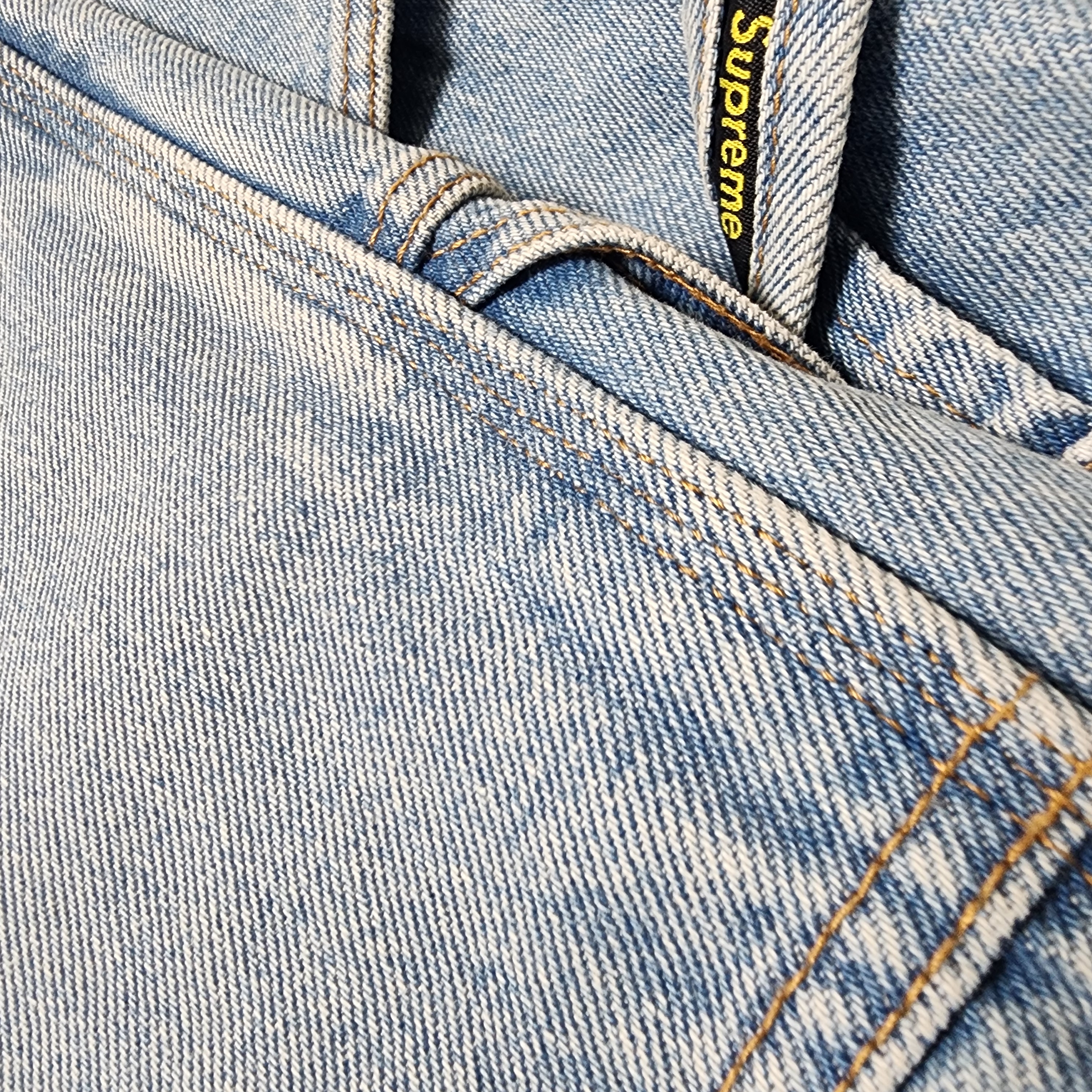 Supreme Double Knee Painter Pant Washed Blue - 23SS 착용 스타일