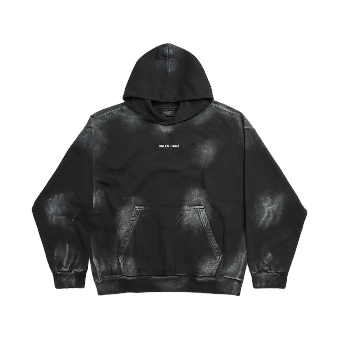 발렌시아가 발렌시아가 백 후드 미디움 핏 페이디드 블랙 화이트(Balenciaga Balenciaga Back Hoodie Medium Fit Faded Black White) - 1