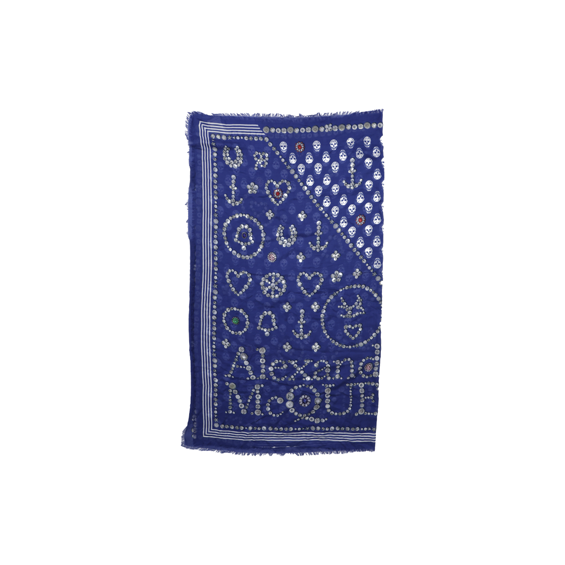 IT9GSUL57SDA Alexander McQueen Modal Jewelry Button Biker Skull Scarf