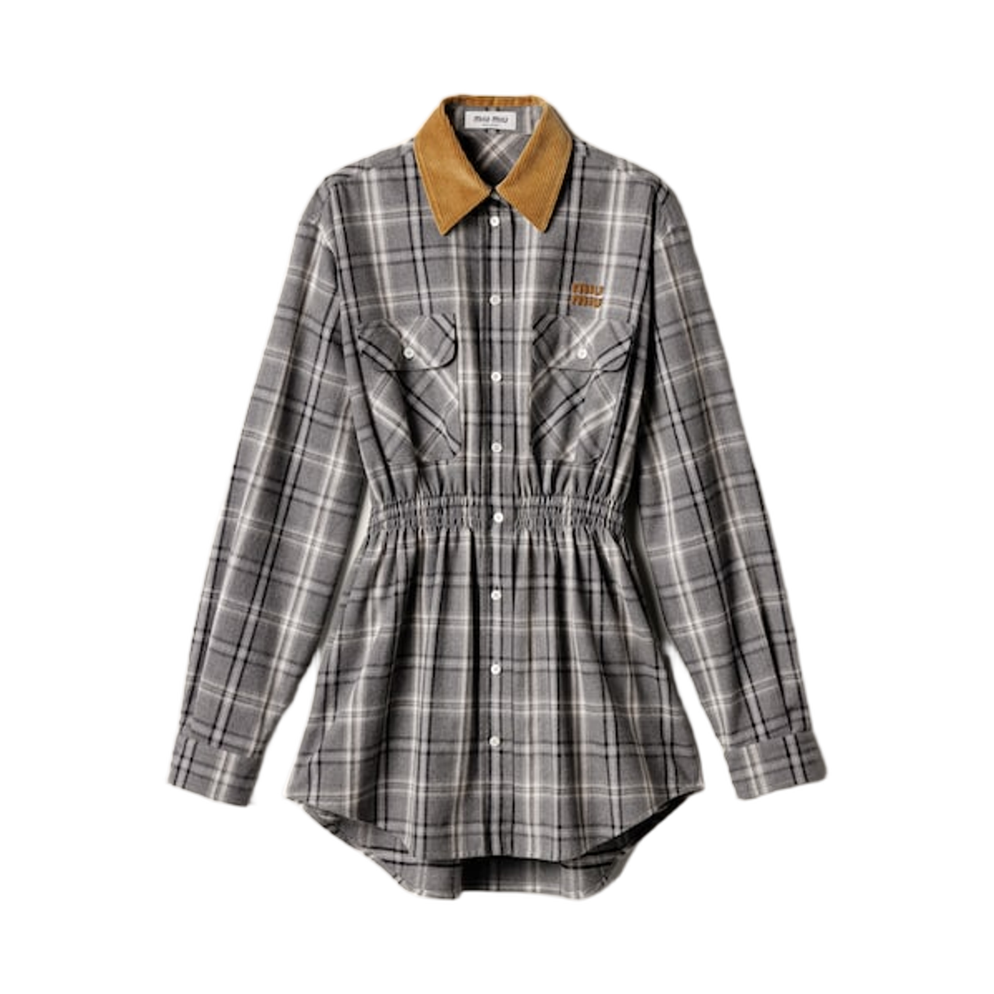 MF6159-1807-F0480 (W) Miu Miu Flannel Mini Dress Slate Gray