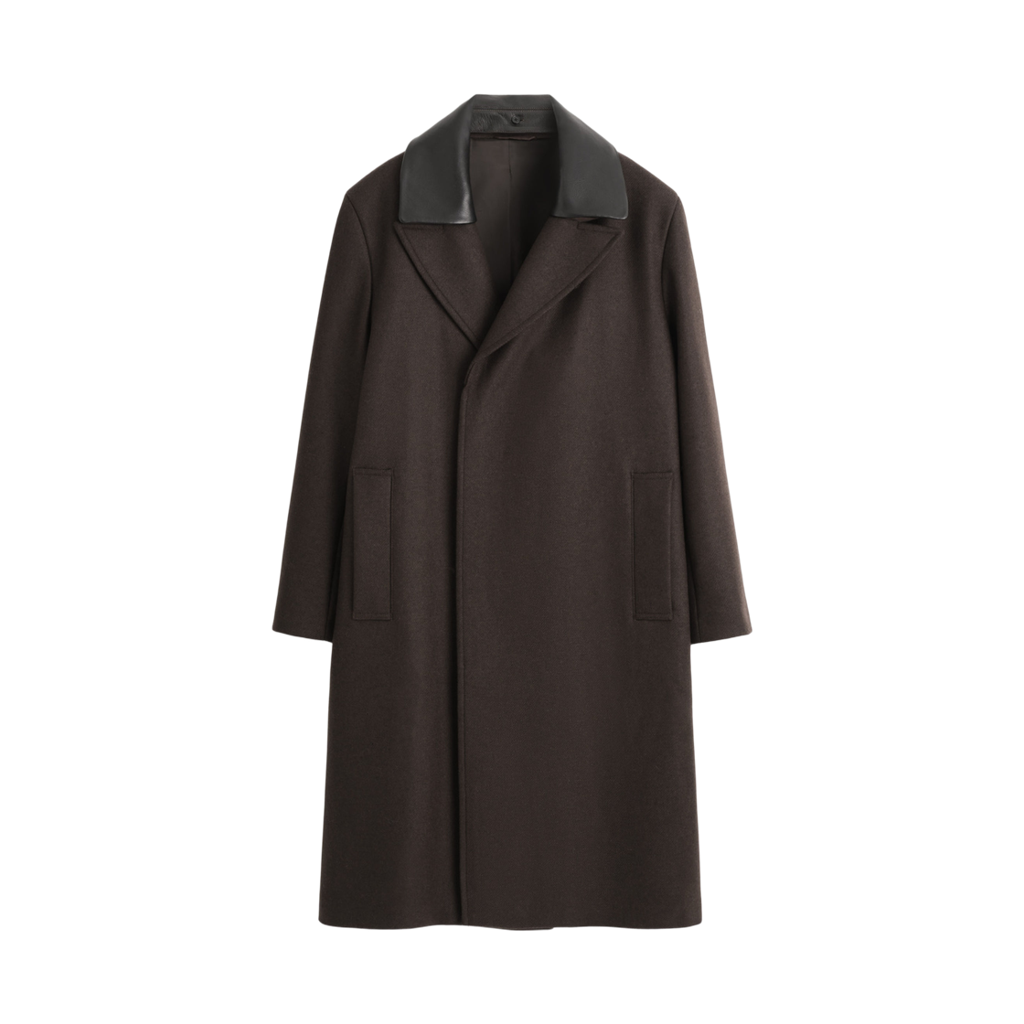 코스 레더 칼라 울 코트 다크 브라운(COS Leather Collar Wool Coat Dark Brown) - 1
