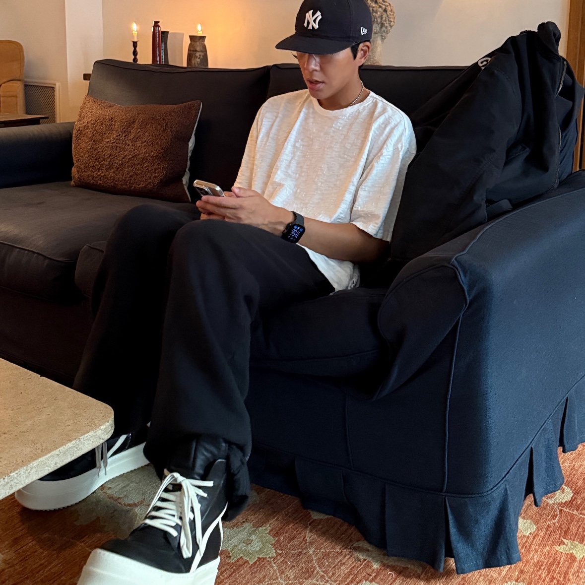 New Era x Beams New York Yankees 9FIFTY Retro Crown Cap Navy, Rick Owens Concordians Mega Bumper Geobasket 착용 스타일