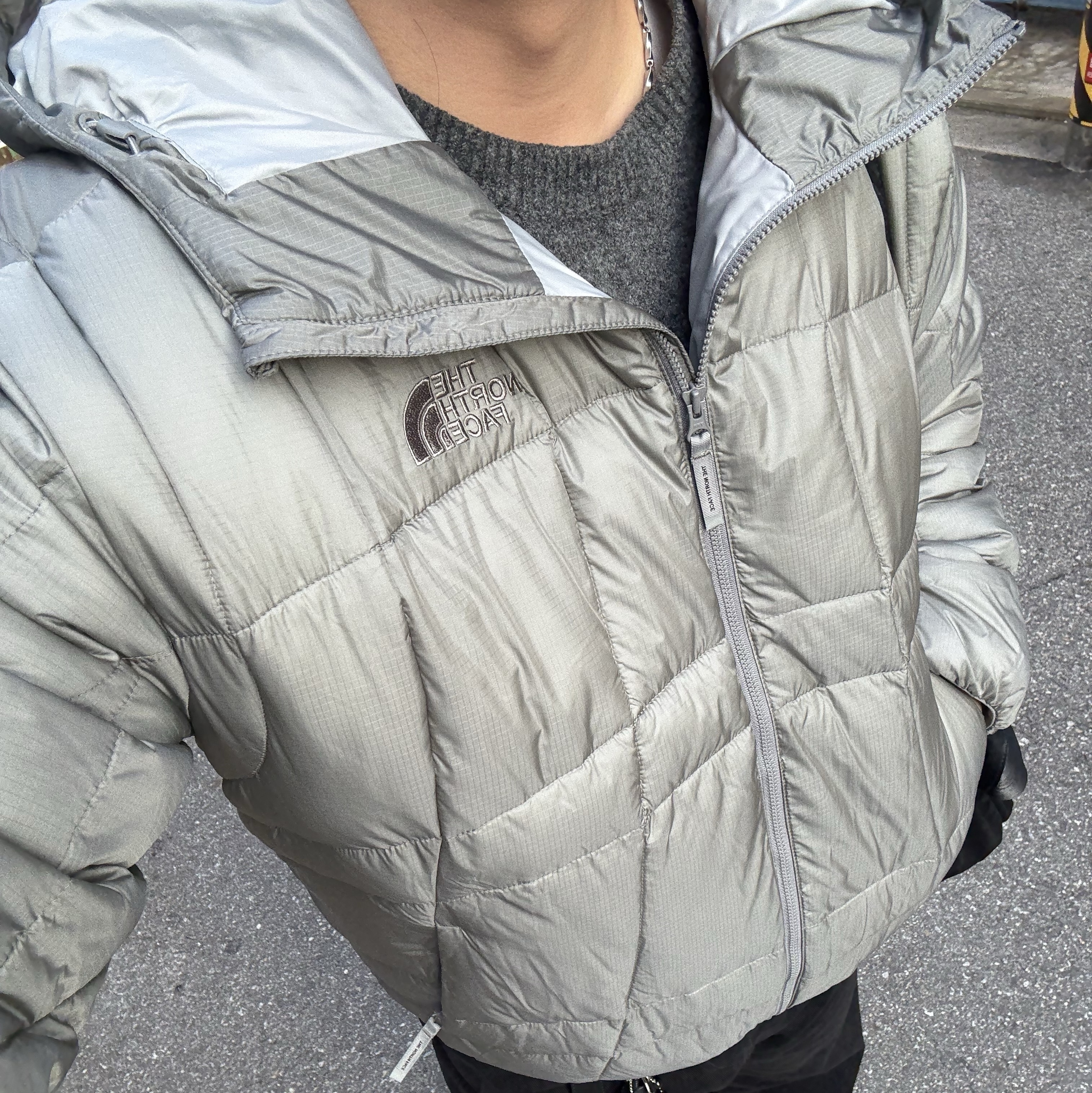The North Face Wave LT On Jacket Gray 착용 스타일 - 2