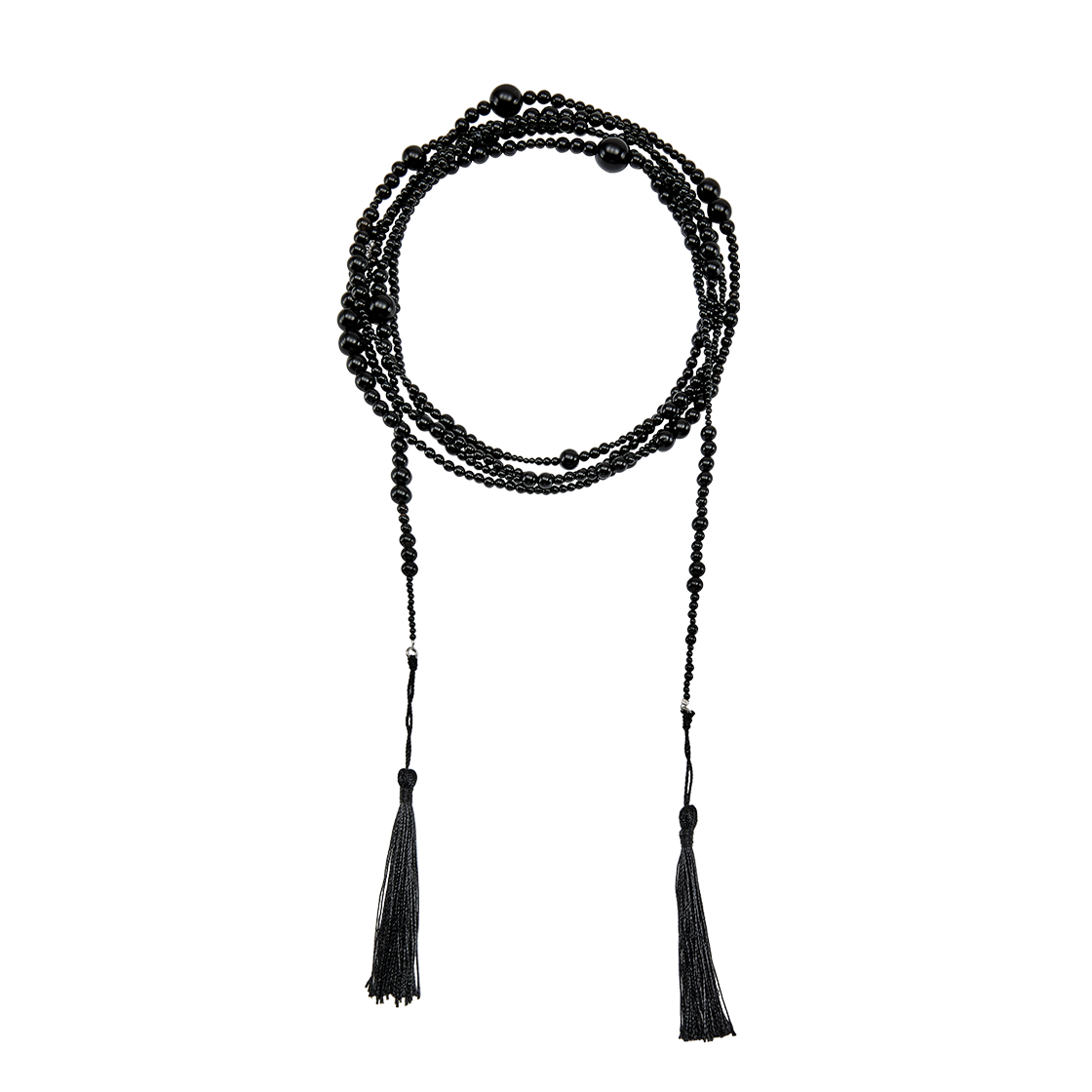 25B10N002 TEE RING JAY Extra Long Onyx Scarf Necklace