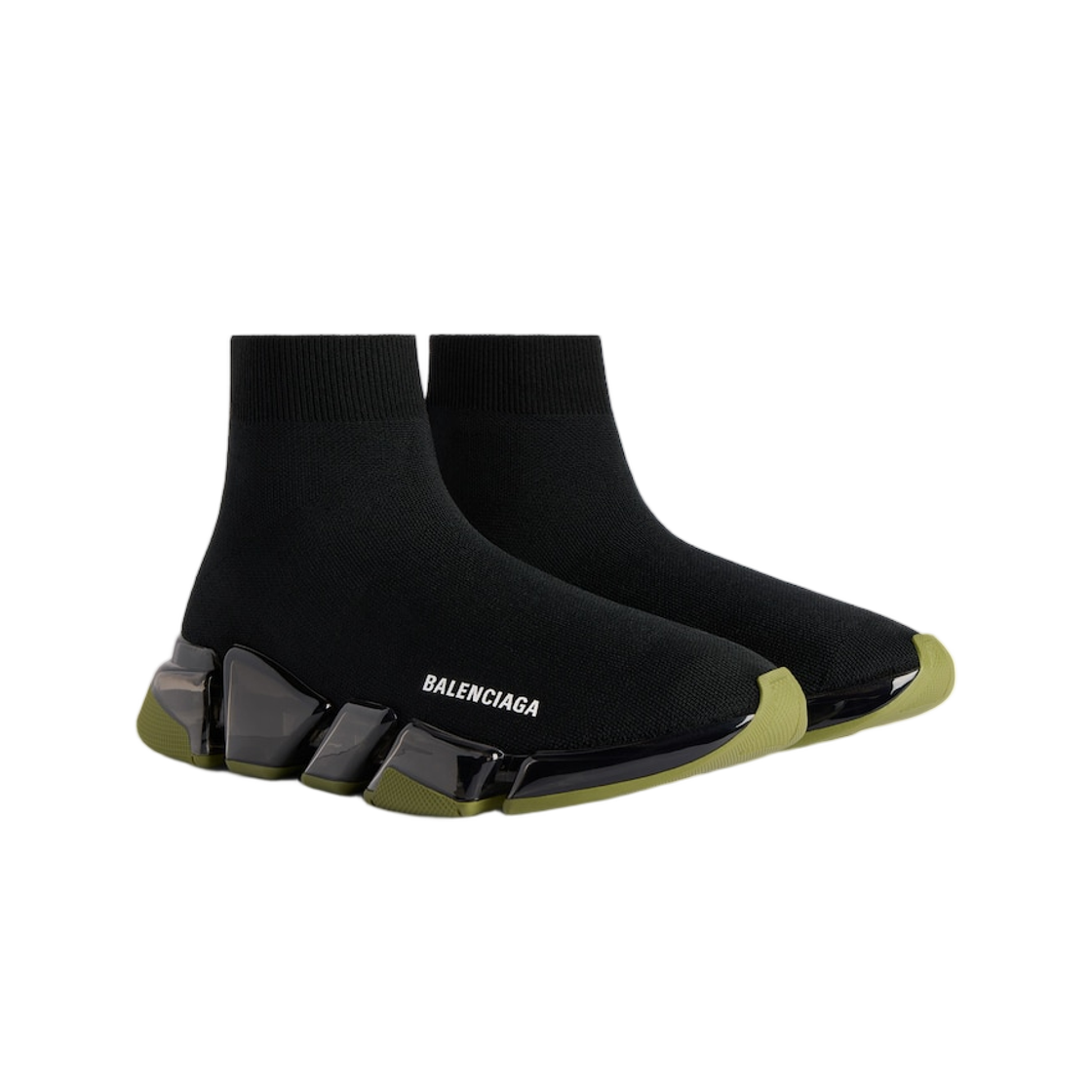 발렌시아가 스피드 2.0 풀 클리어 솔 리사이클 니트 스니커즈 블랙 카키(Balenciaga Speed 2.0 Full Clear Sole Recycled Knit Sneaker Black Khaki) - 2