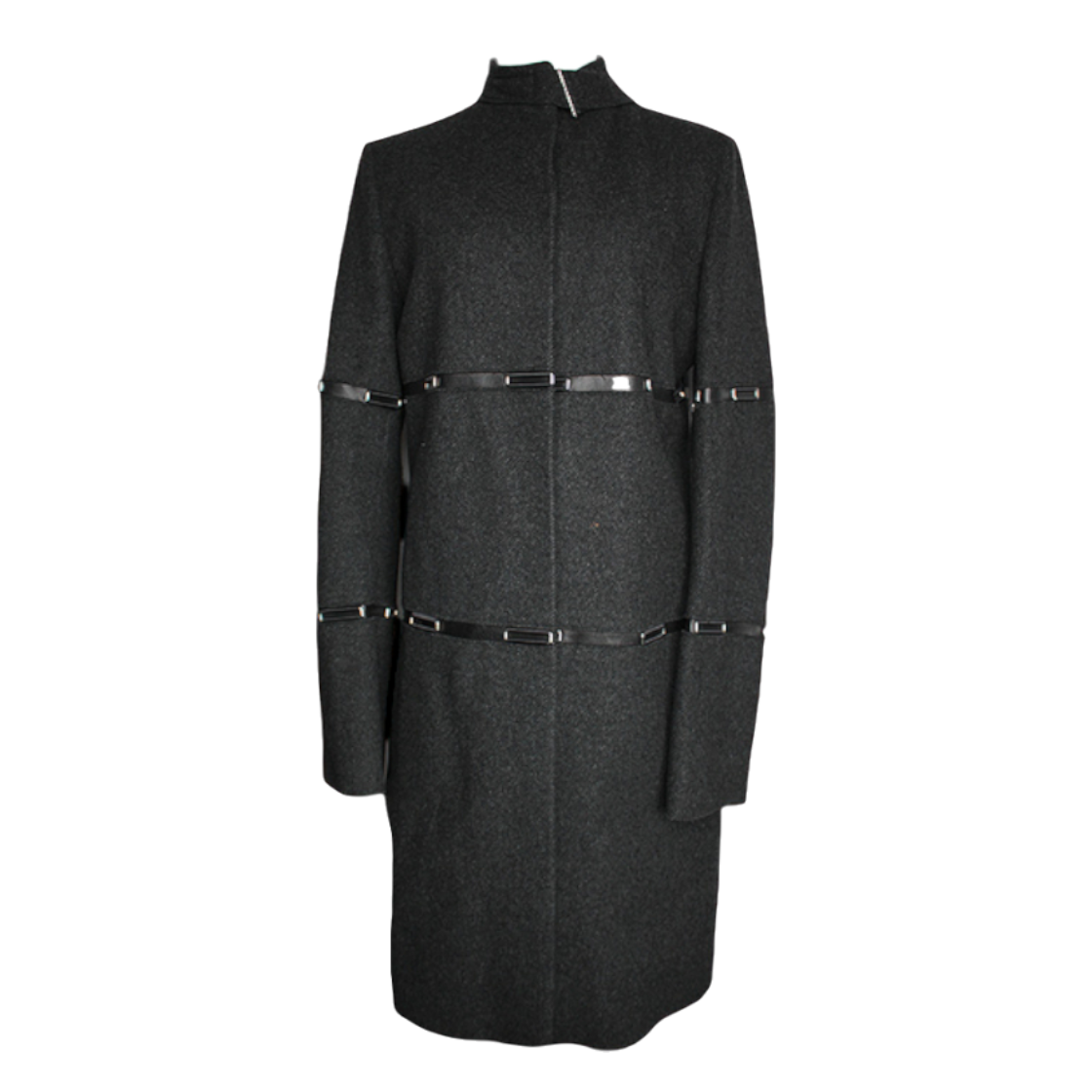 IT6G57LOQ4N5 Jil Sander Charcoal Gray Lamb Trim Wool Cashmere Coat Size 44